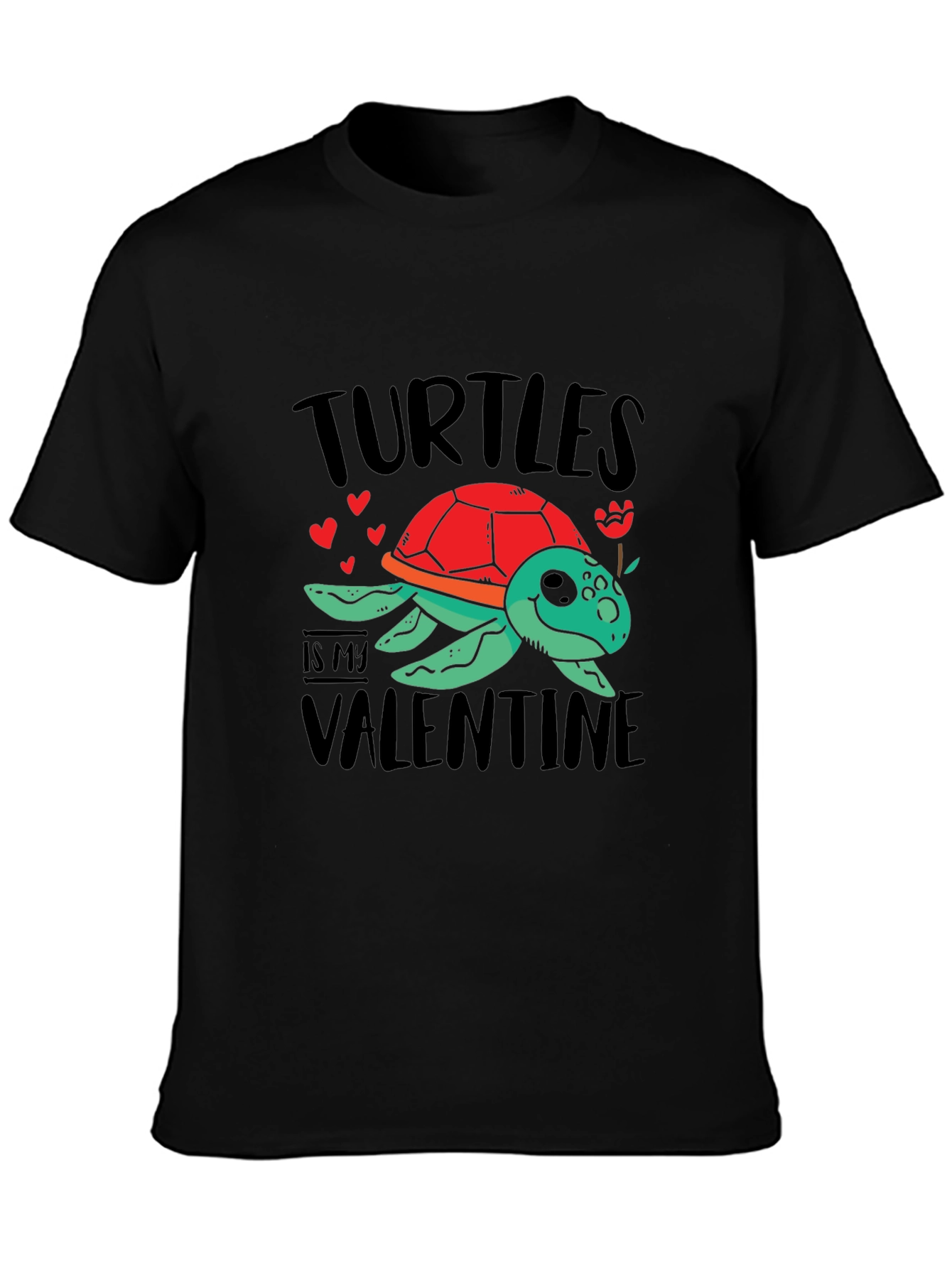 Black Turtle Valentine Graphic Tee Shirt view 3
