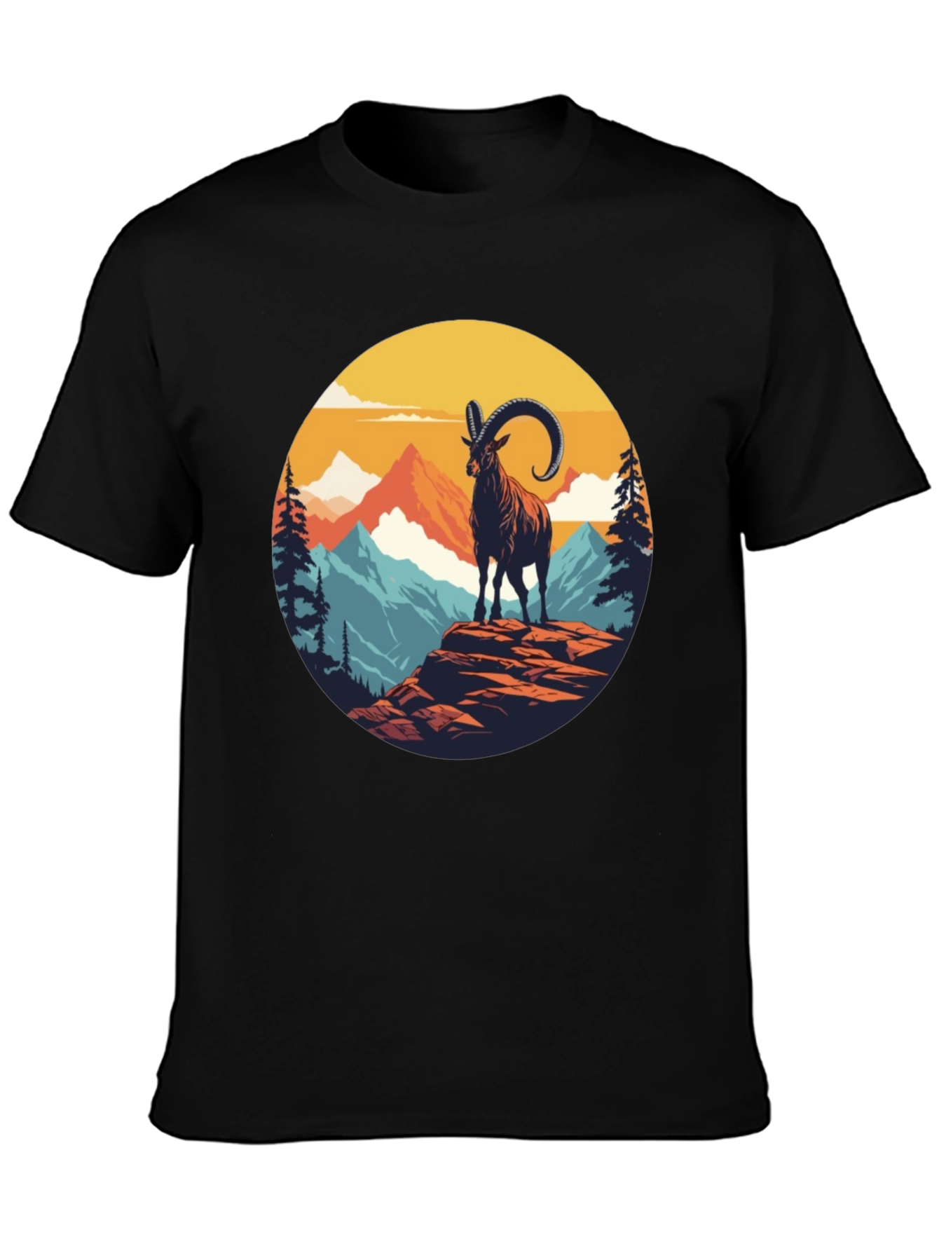 Black Mountain Goat Graphic Tee - Black view 3