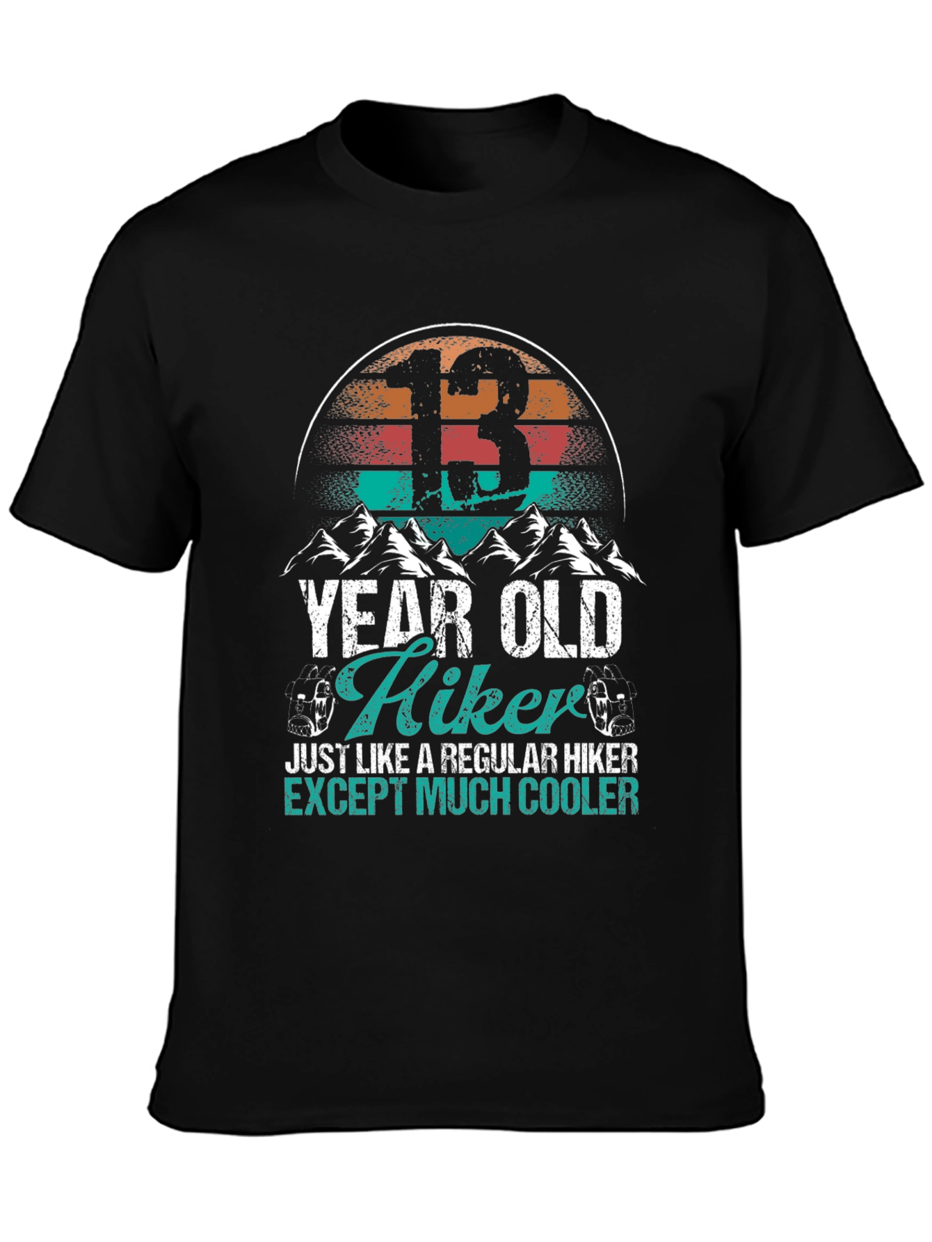 Black 13 Year Old Hiker Graphic T-Shirt - Cool Hiking Tee view 3