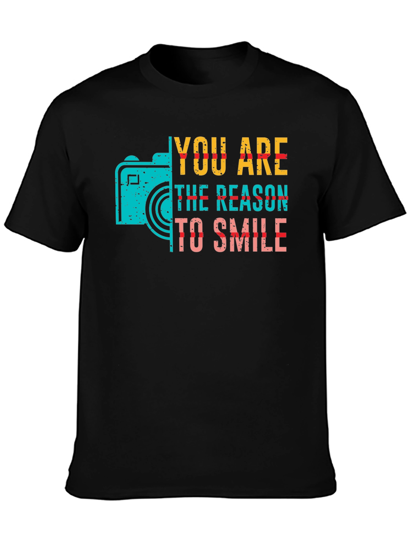 Black You Are The Reason To Smile Camera Graphic Tee view 3