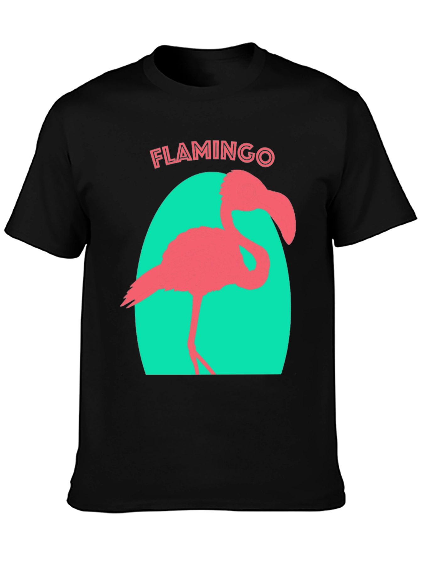 Black Flamingo Graphic Tee - Black Cotton T-Shirt view 3