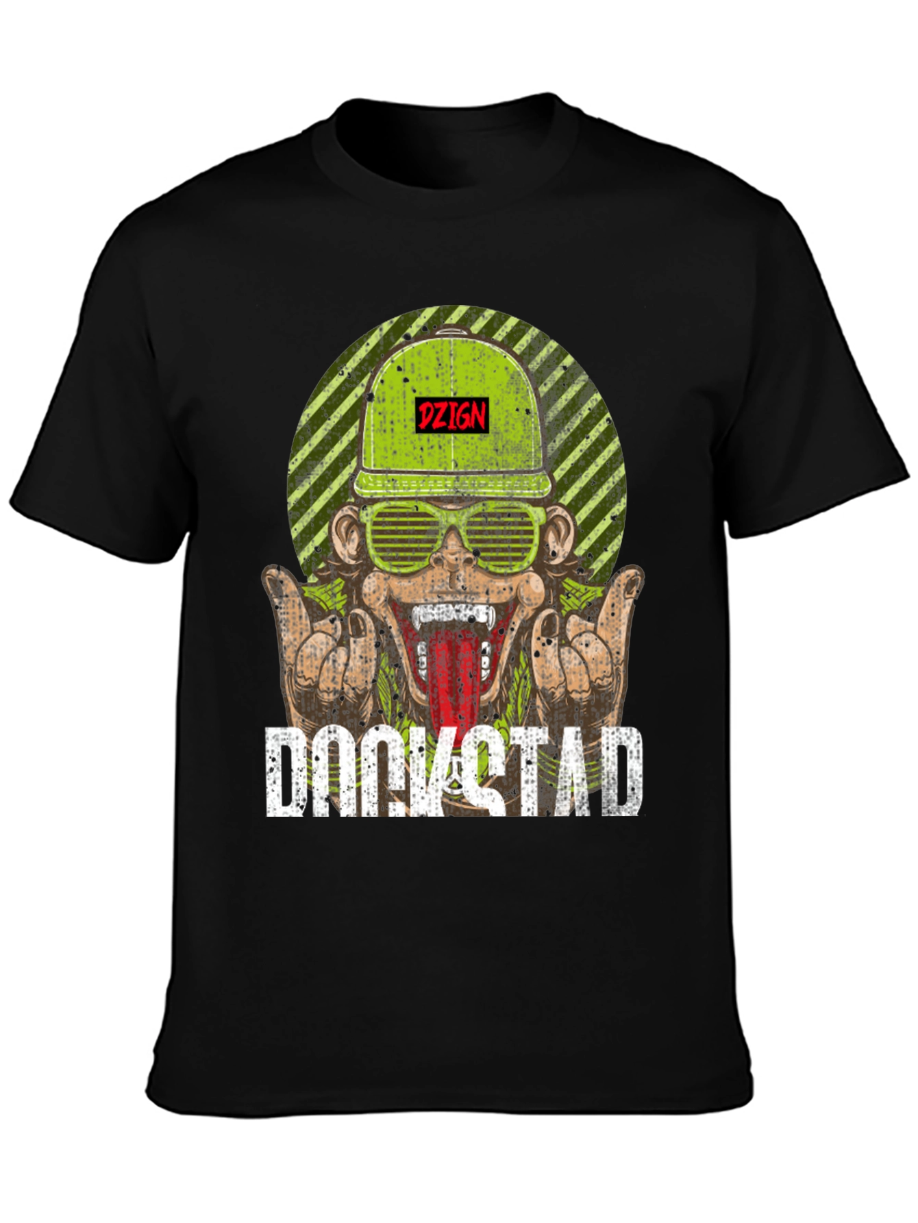 Black DZIGN Rockstad Monkey Graphic T-Shirt view 3