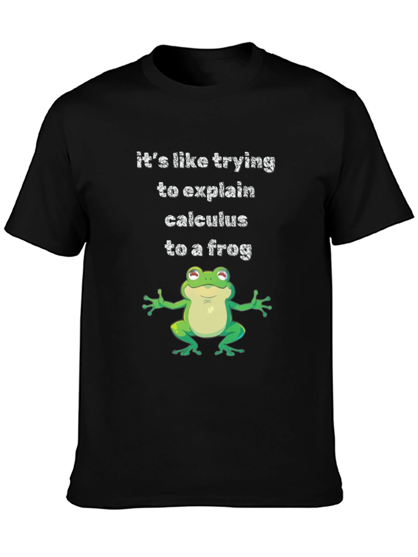 Black Funny Calculus Frog Graphic Tee - Black Cotton T-Shirt view 3