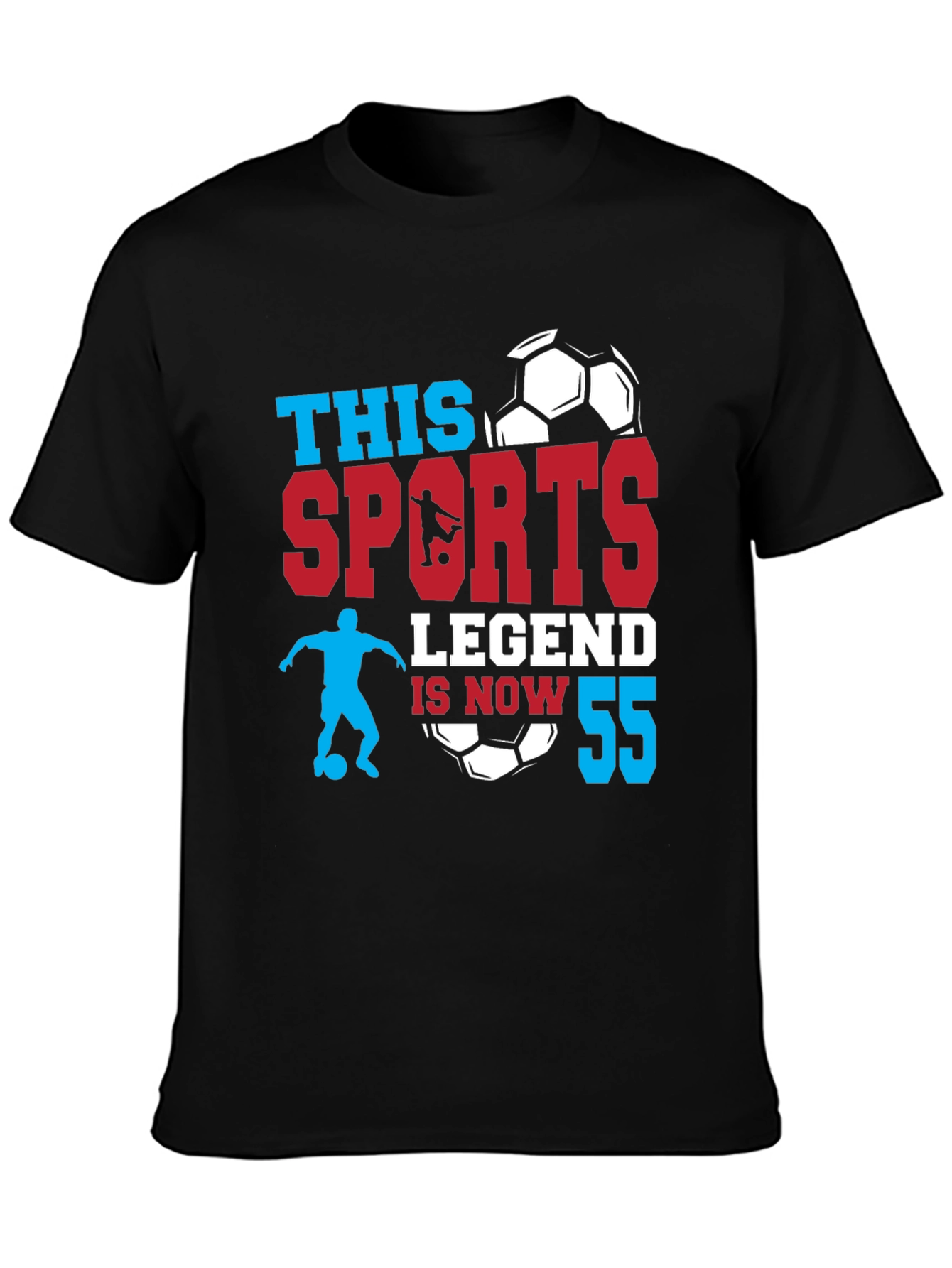Black Sports Legend 55th Birthday Soccer T-Shirt view 3