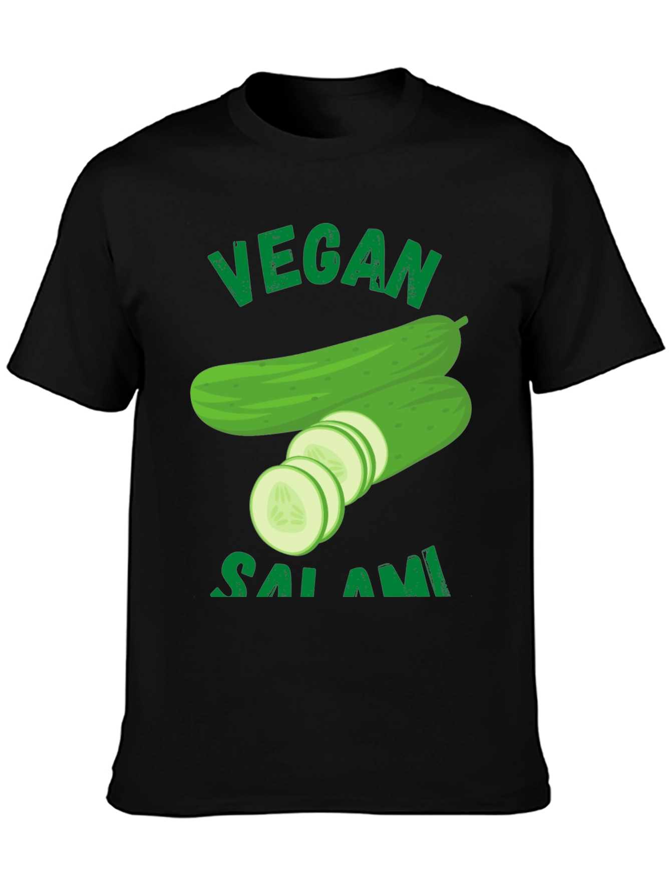 Black Vegan Salami Cucumber Graphic T-Shirt view 3