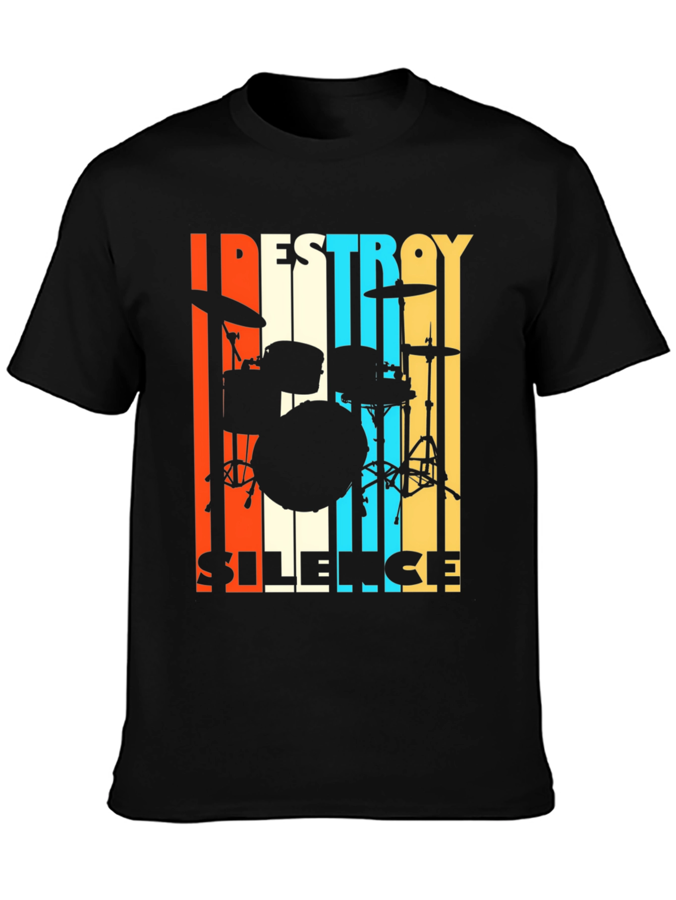 Black Destroy Silence Drummer T-Shirt view 3