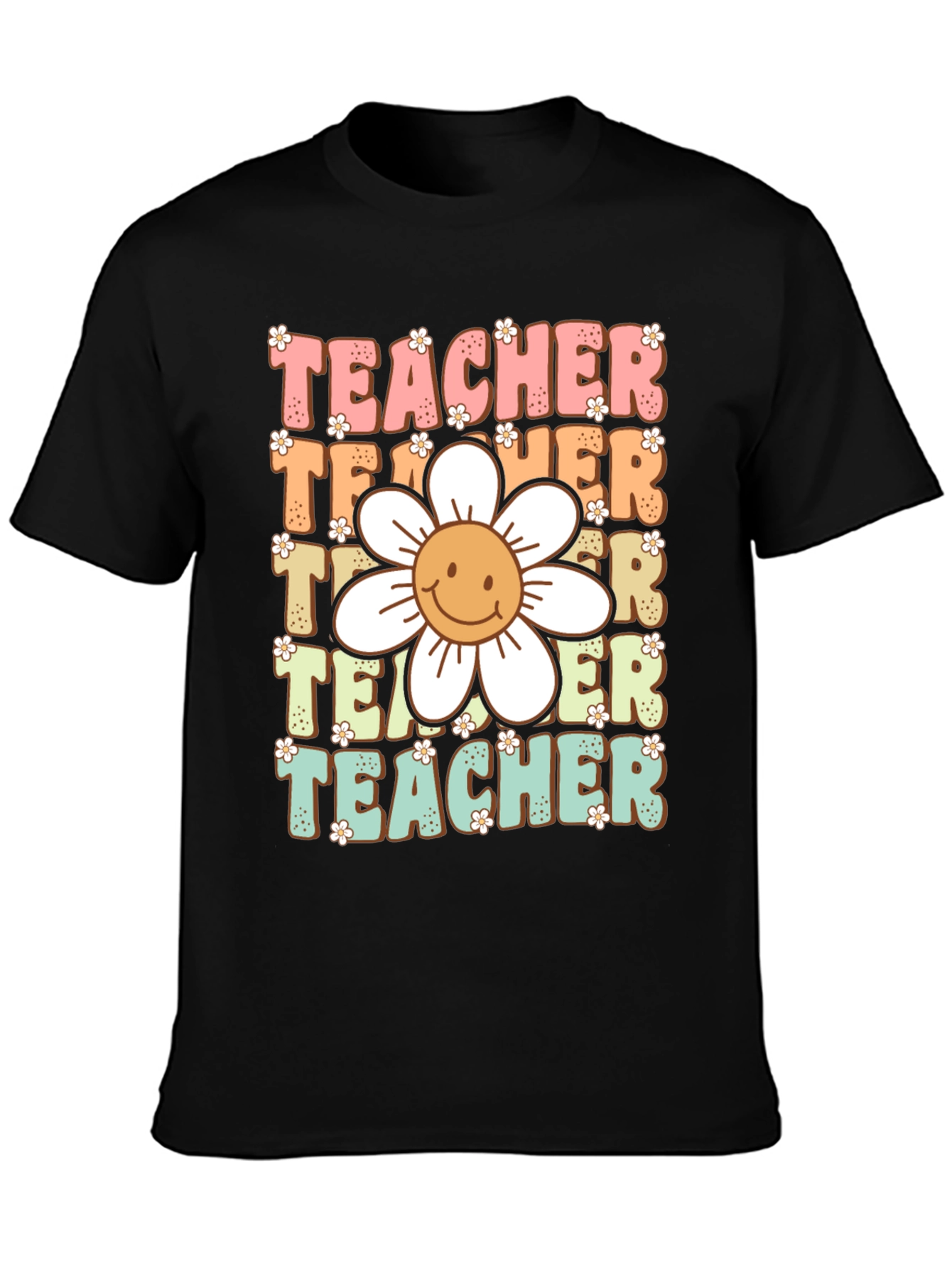 Black Retro Teacher Graphic T-Shirt view 3