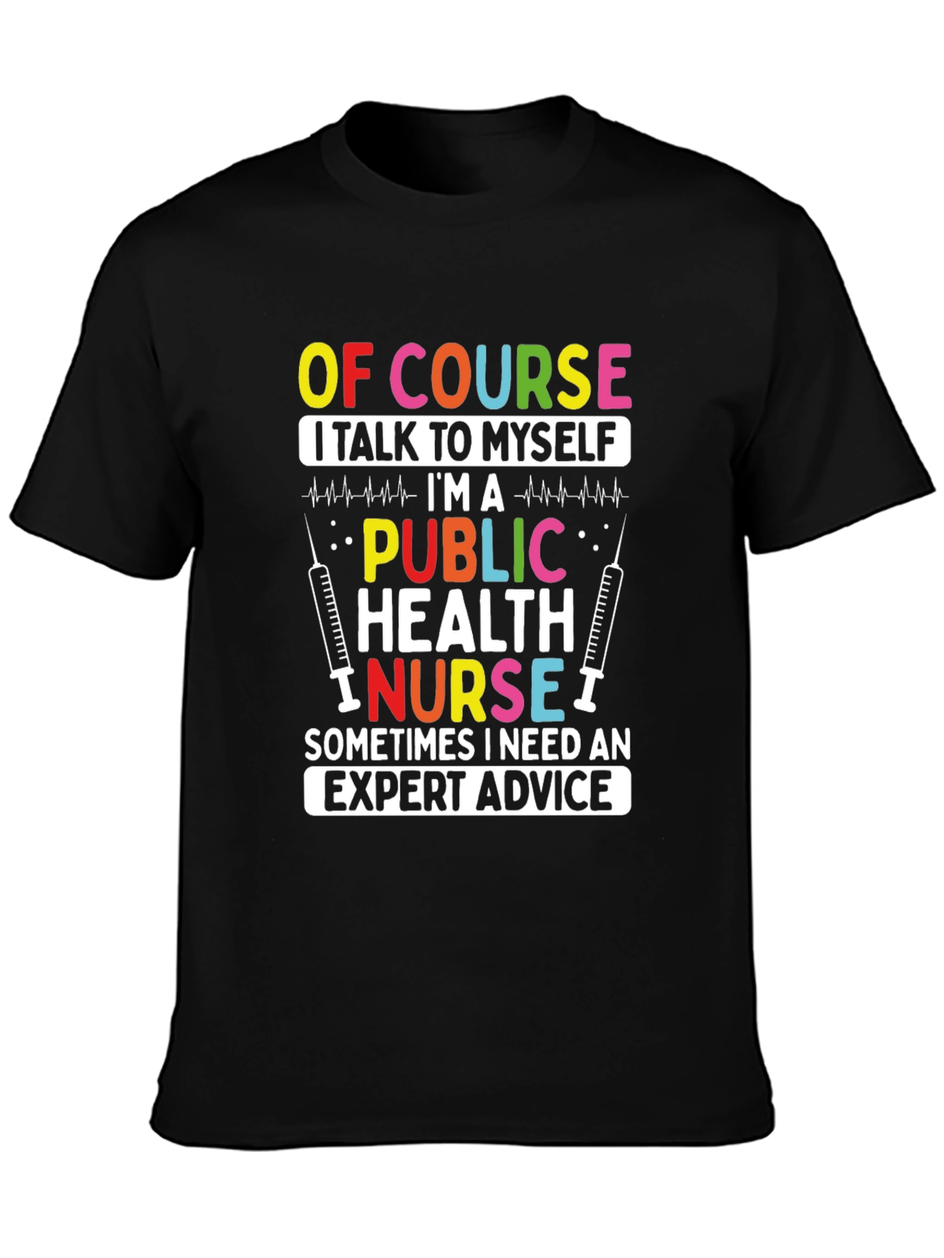 Black Public Health Nurse T-Shirt: Expert Advice Apparel view 3