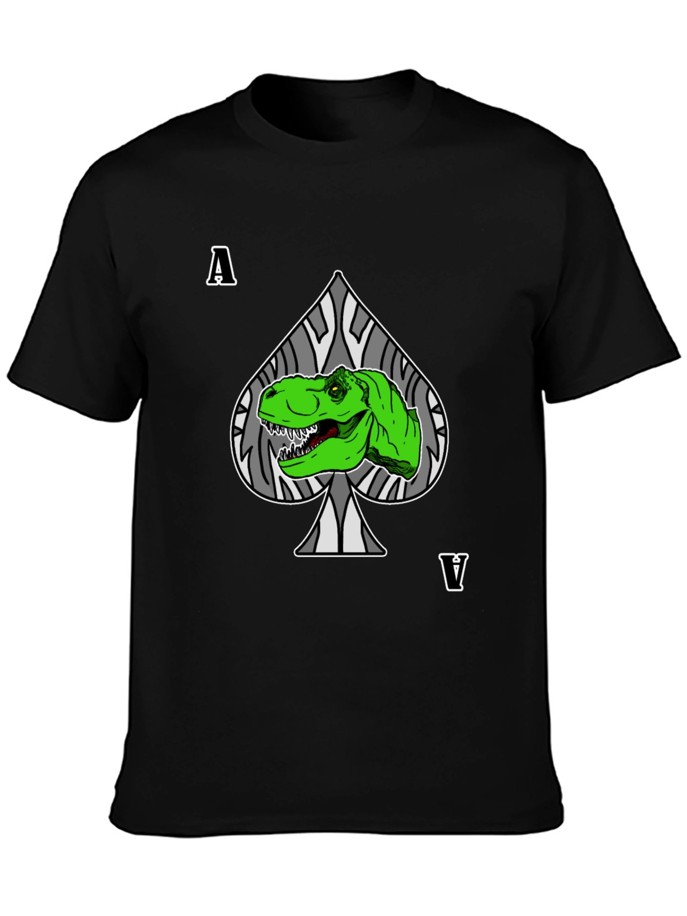 Black Ace Dinosaur T-Shirt - Black Crew Neck view 3