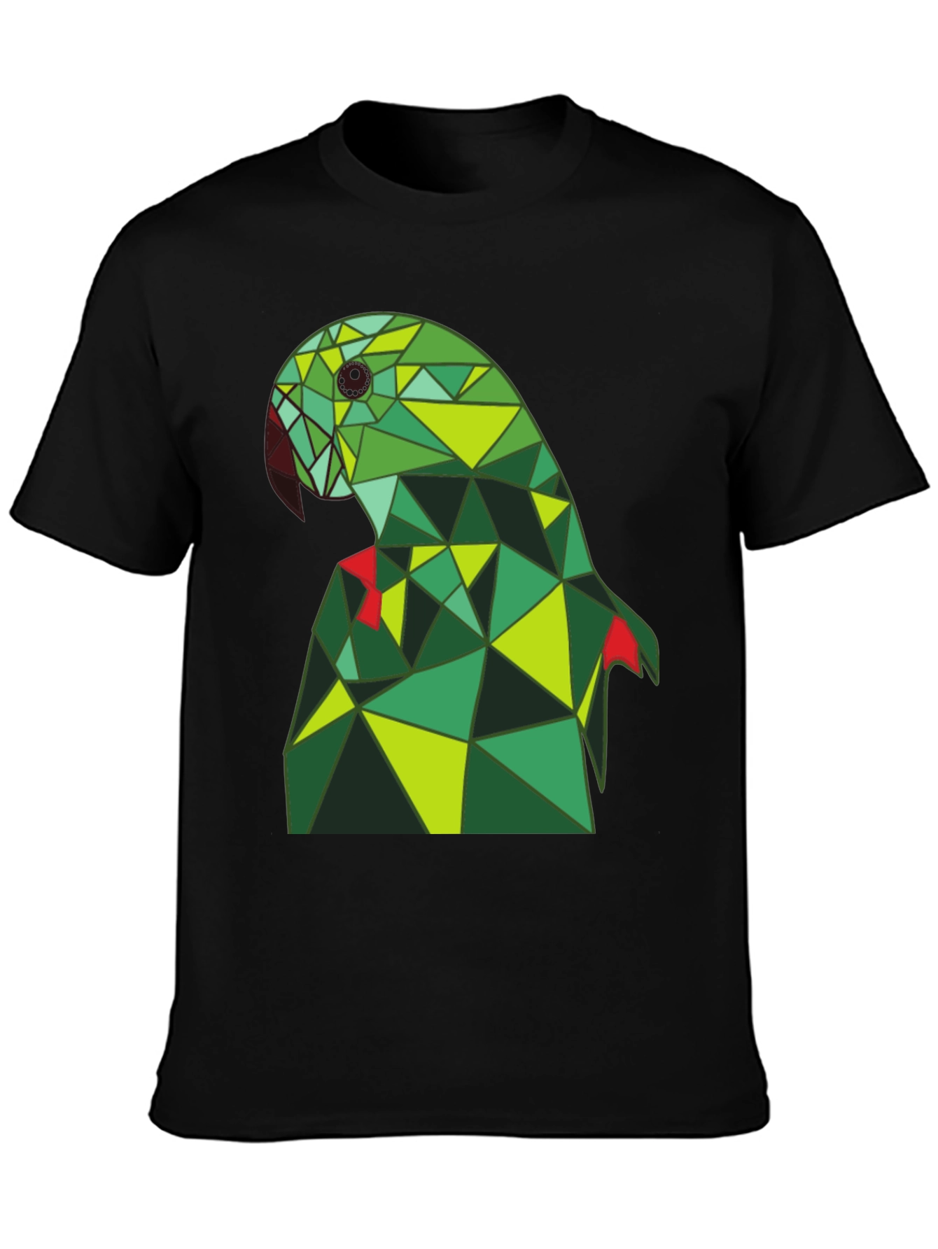 Black Geometric Parrot Tee - Stylish Graphic Print view 3