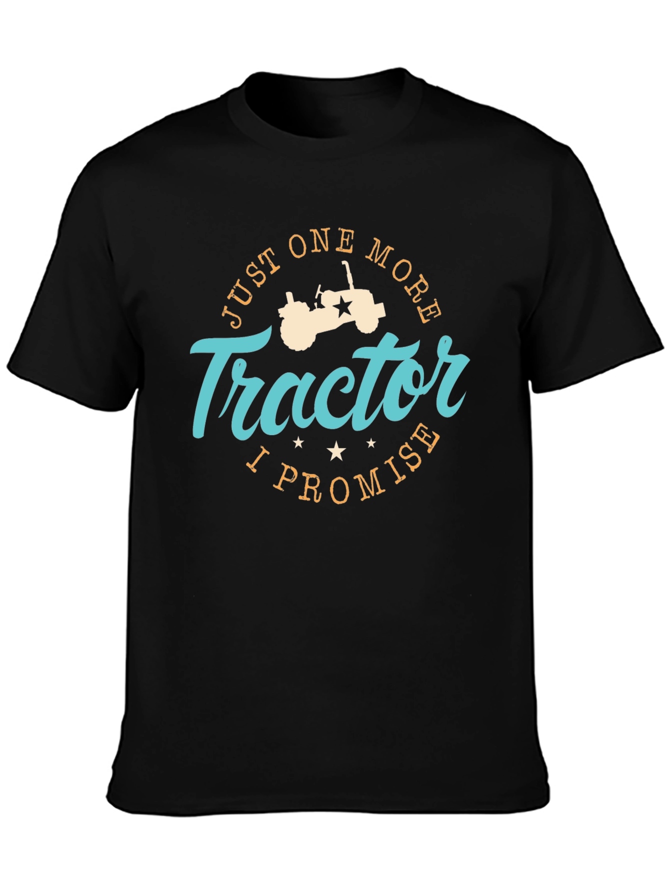 Black Just One More Tractor Black T-Shirt view 3