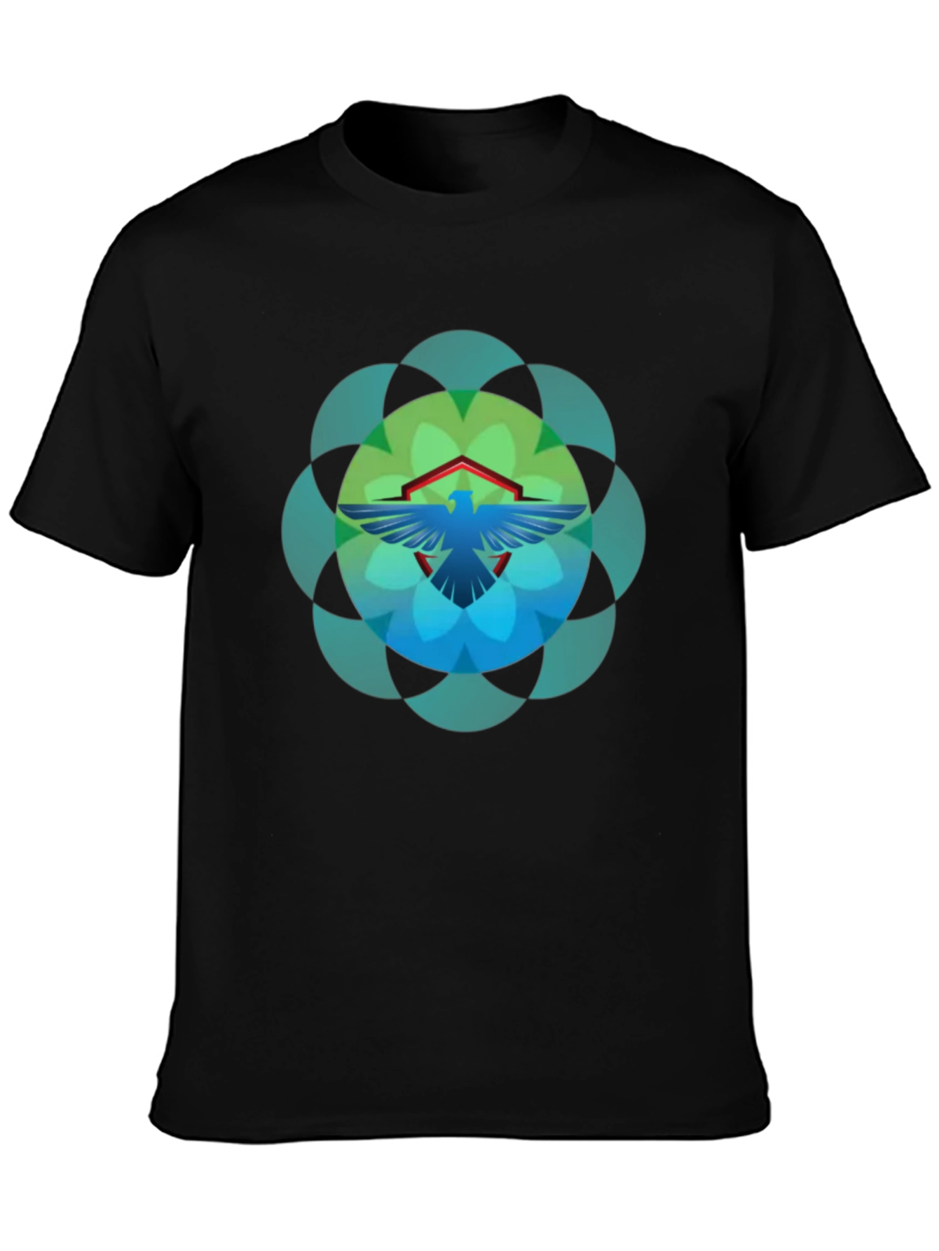 Black Geometric Bird Graphic T-Shirt - Black view 3