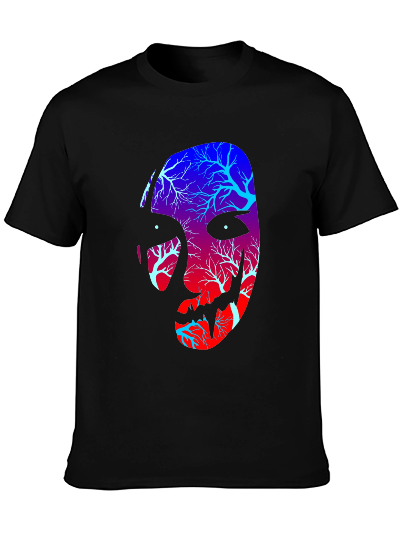 Black Tree Spirit Face Graphic Tee - Black view 3