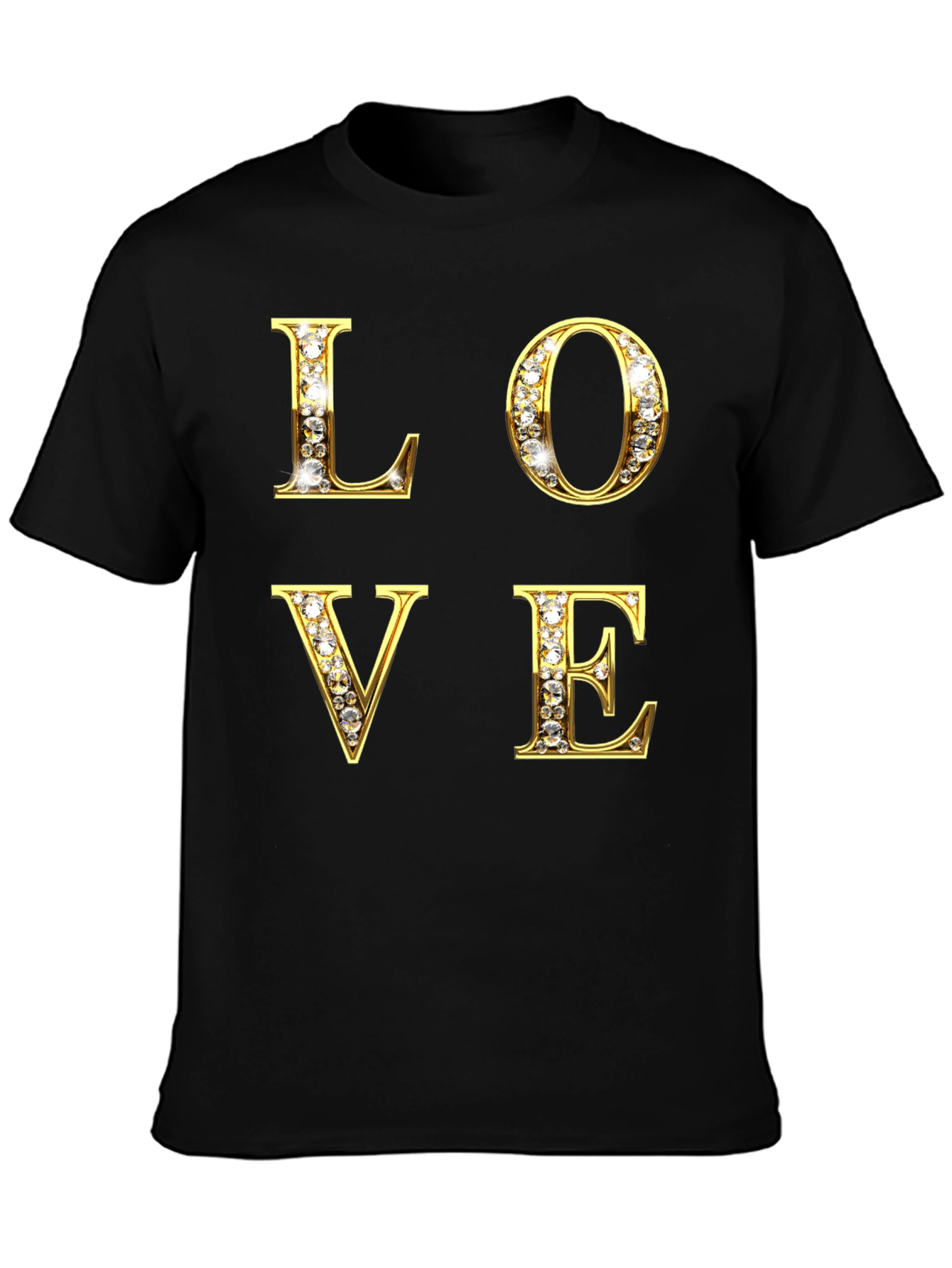 Black LOVE Diamond Letter Graphic Tee - Stylish & Eye-catching view 3