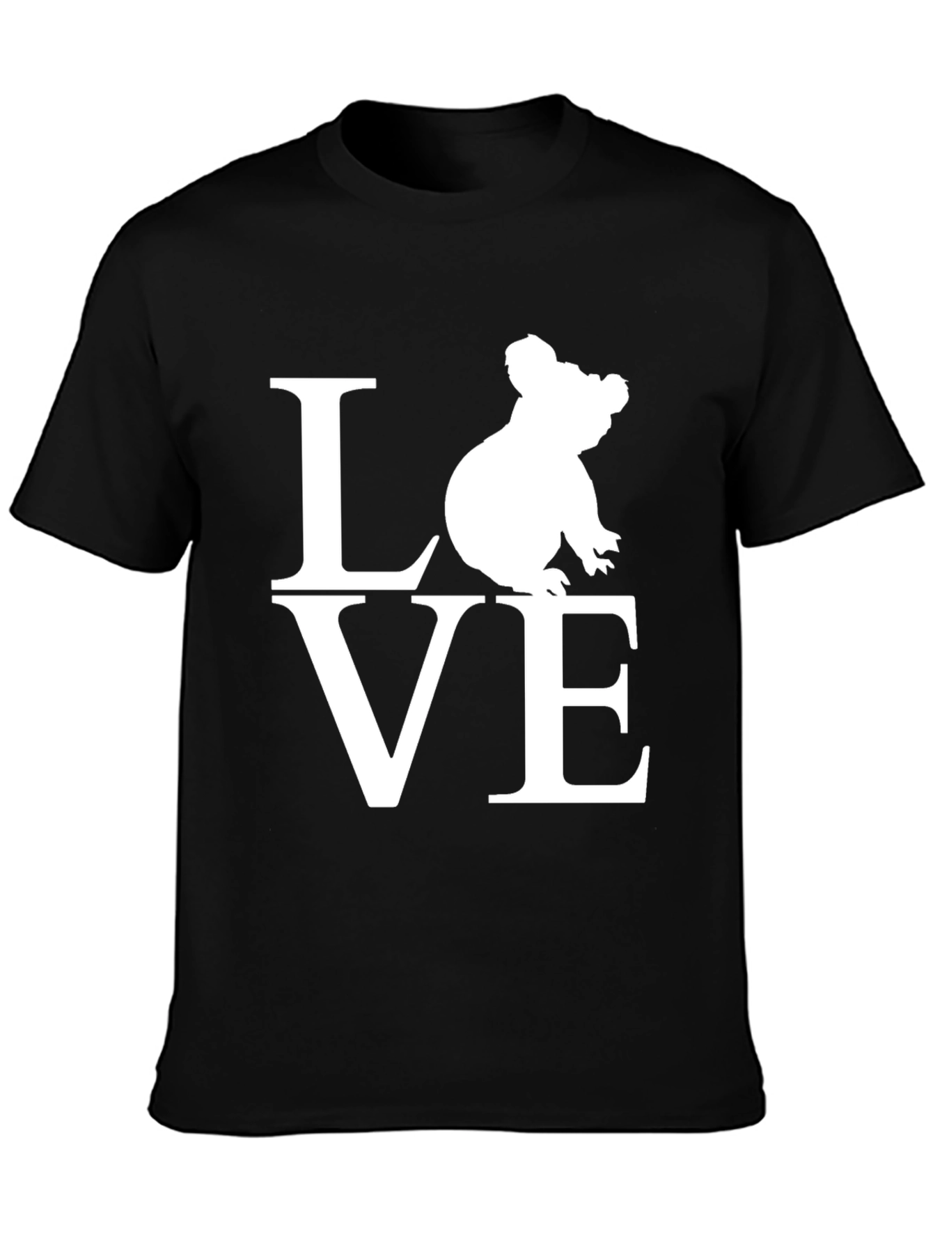 Black Koala Love Graphic Tee - Black Cotton T-Shirt view 3