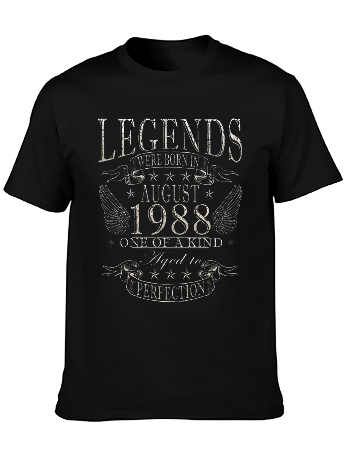 Black Legends Born in August 1988 Black Graphic T-Shirt view 3