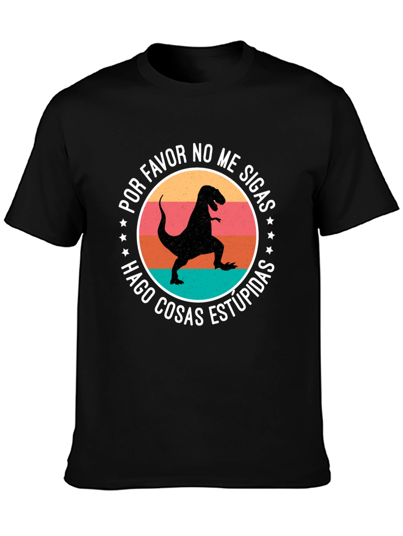 Black Dinosaur Graphic Tee - "Por Favor No Me Sigas" view 3