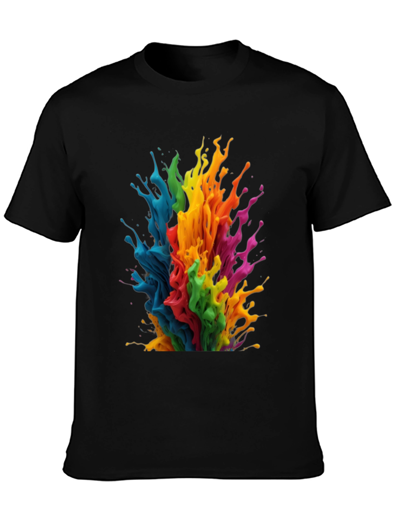 Black Rainbow Paint Splatter Graphic T-Shirt view 3
