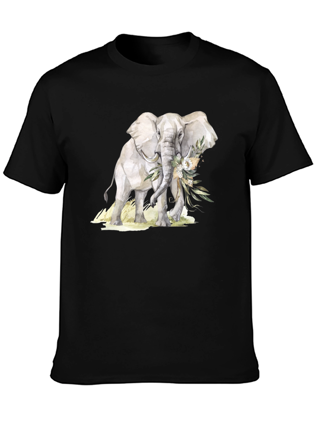 Black Elephant Floral T-Shirt - Stylish Graphic Tee view 3