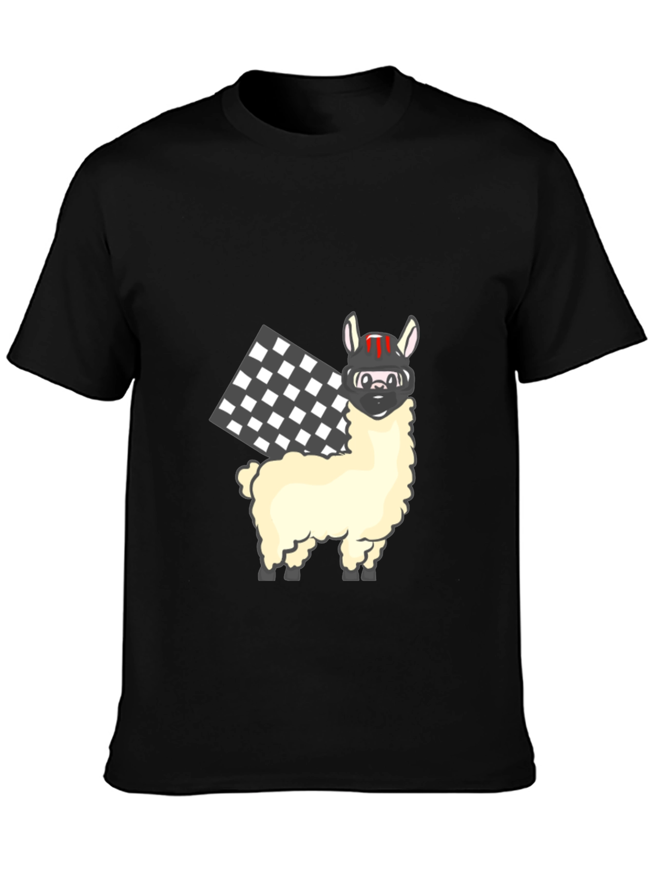 Black Llama Racer Black T-Shirt view 3
