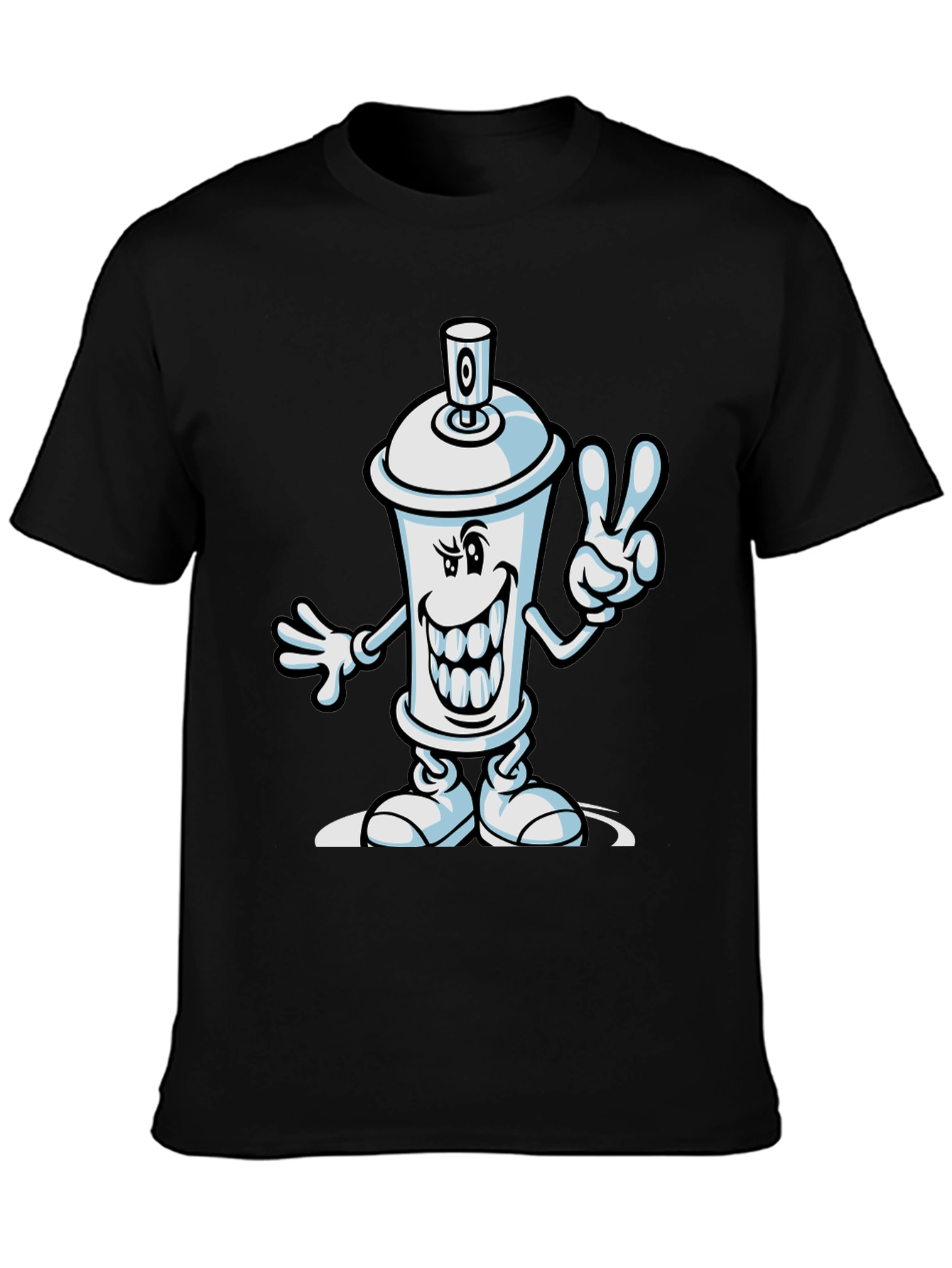 Black Cartoon Spray Paint Can Graphic Tee view 3