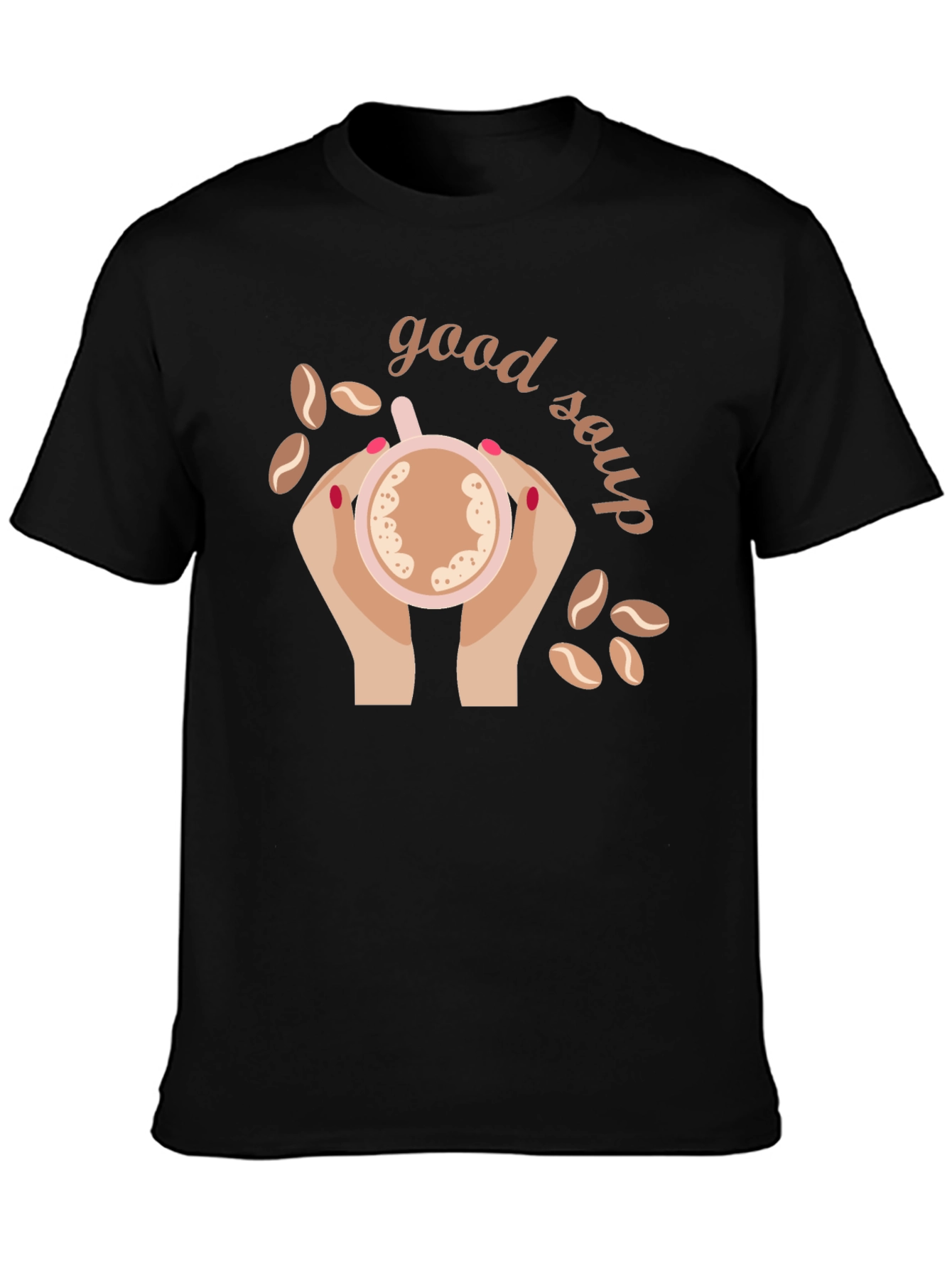 Black Good Soup Graphic T-Shirt | Novelty Coffee Lover Tee view 3