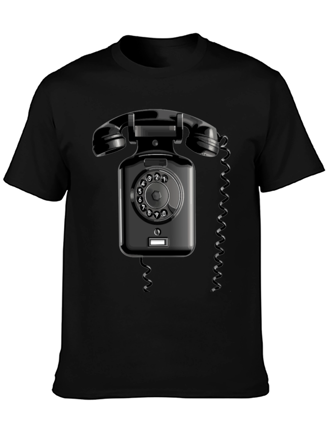 Black Vintage Rotary Phone Graphic T-Shirt - Retro Style view 3