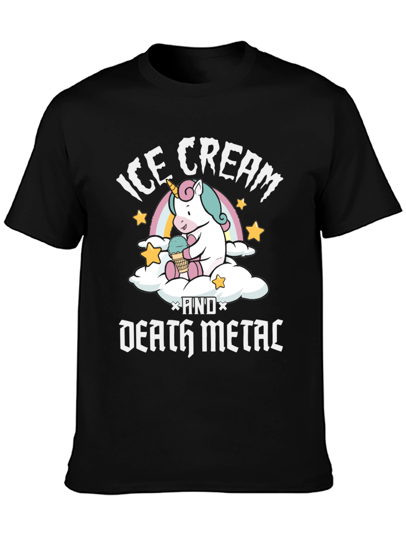 Black Ice Cream and Death Metal Unicorn T-Shirt view 3