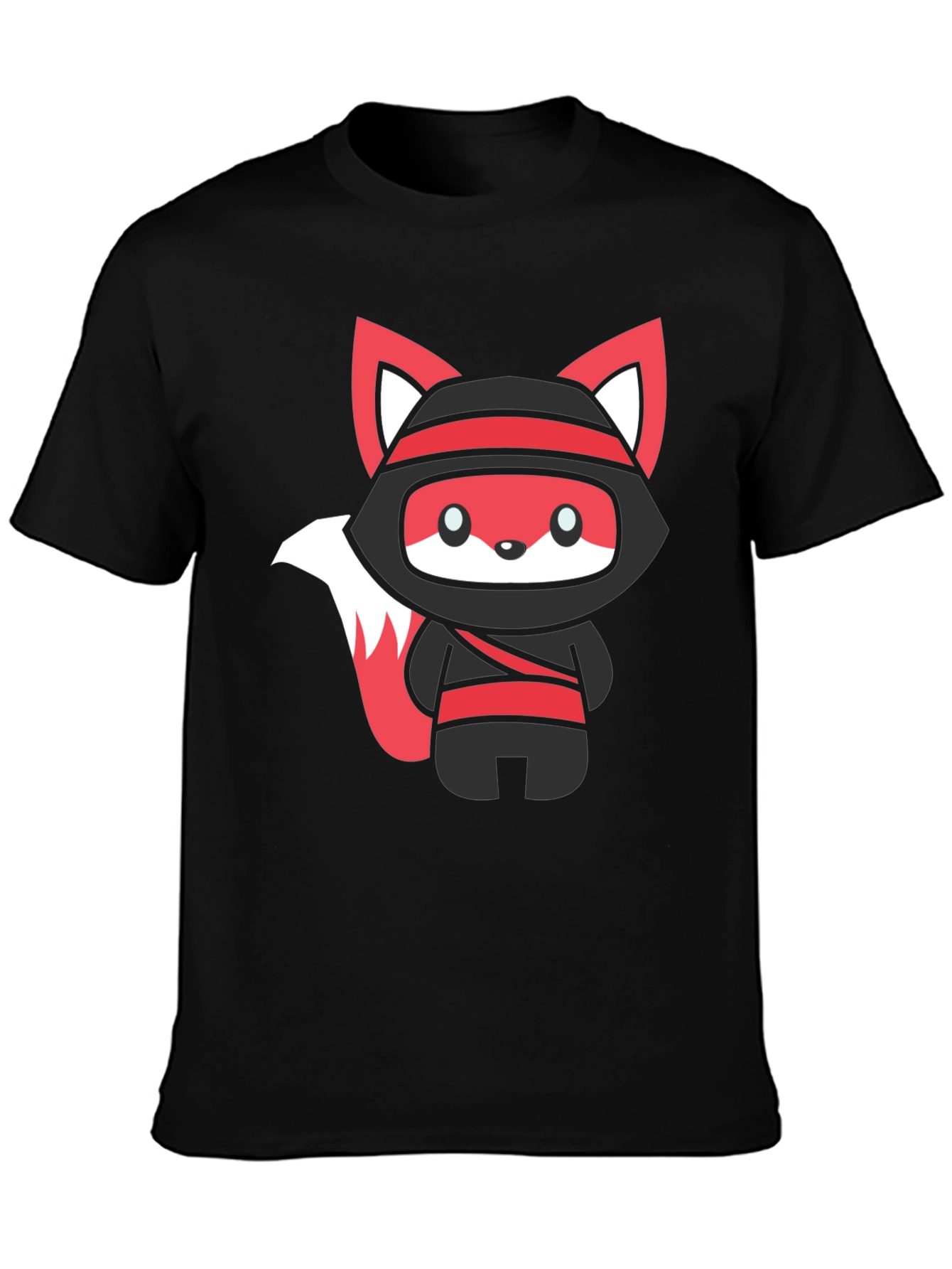 Black Ninja Fox Graphic Black T-Shirt view 3