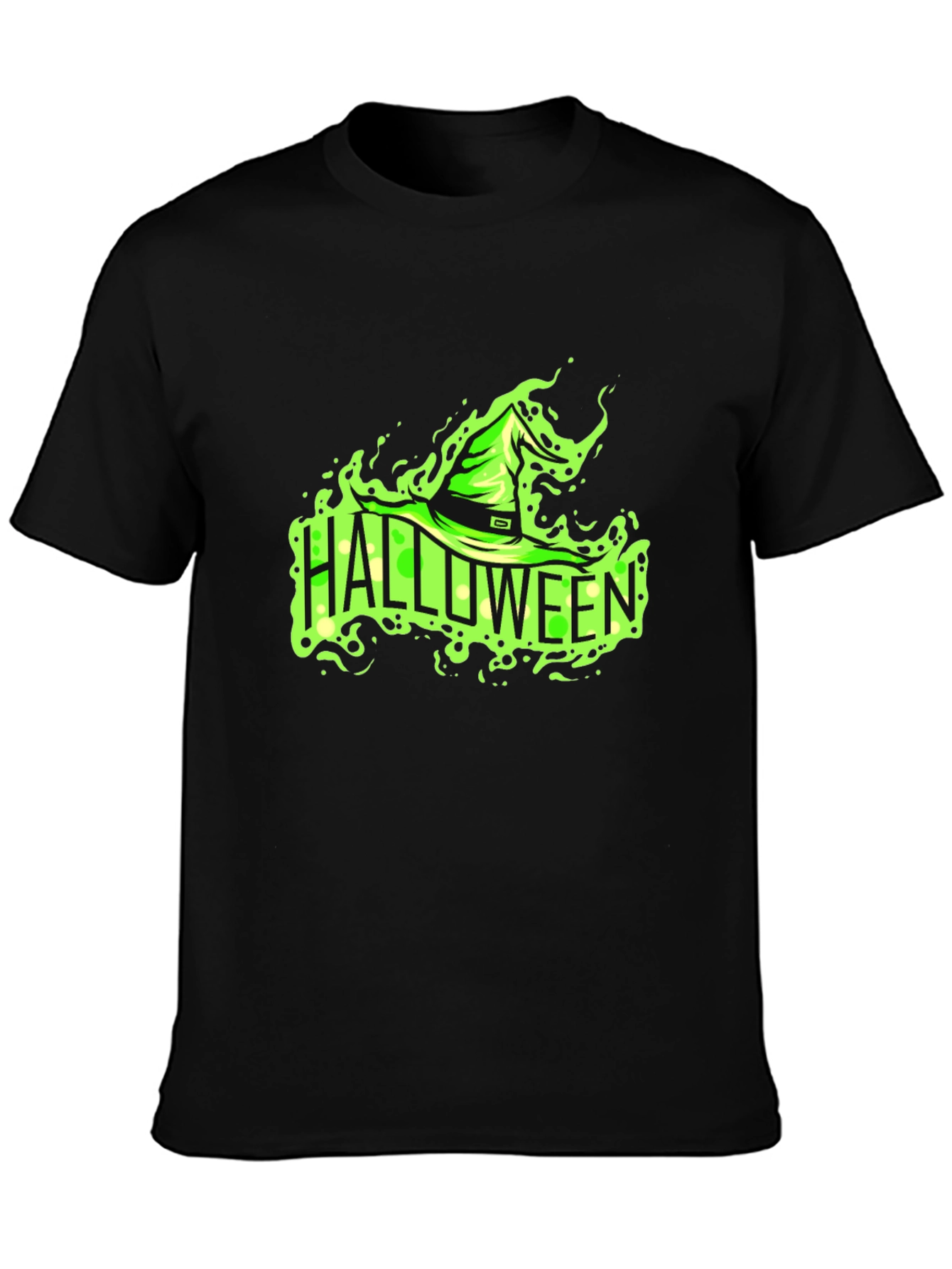 Black Halloween Witch Hat Graphic Tee view 3