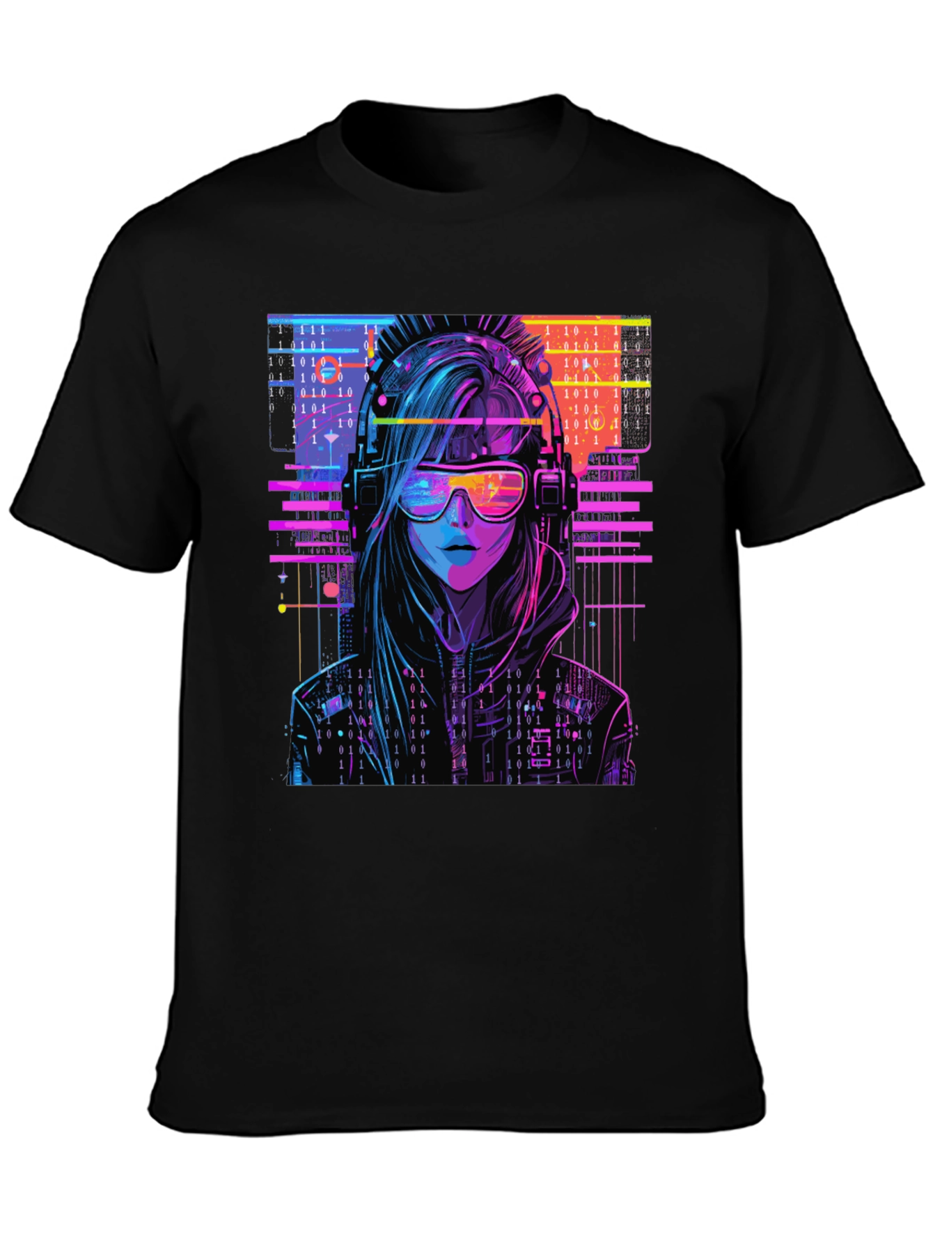 Cyberpunk Girl T-Shirt - Binary Code Design - 3
