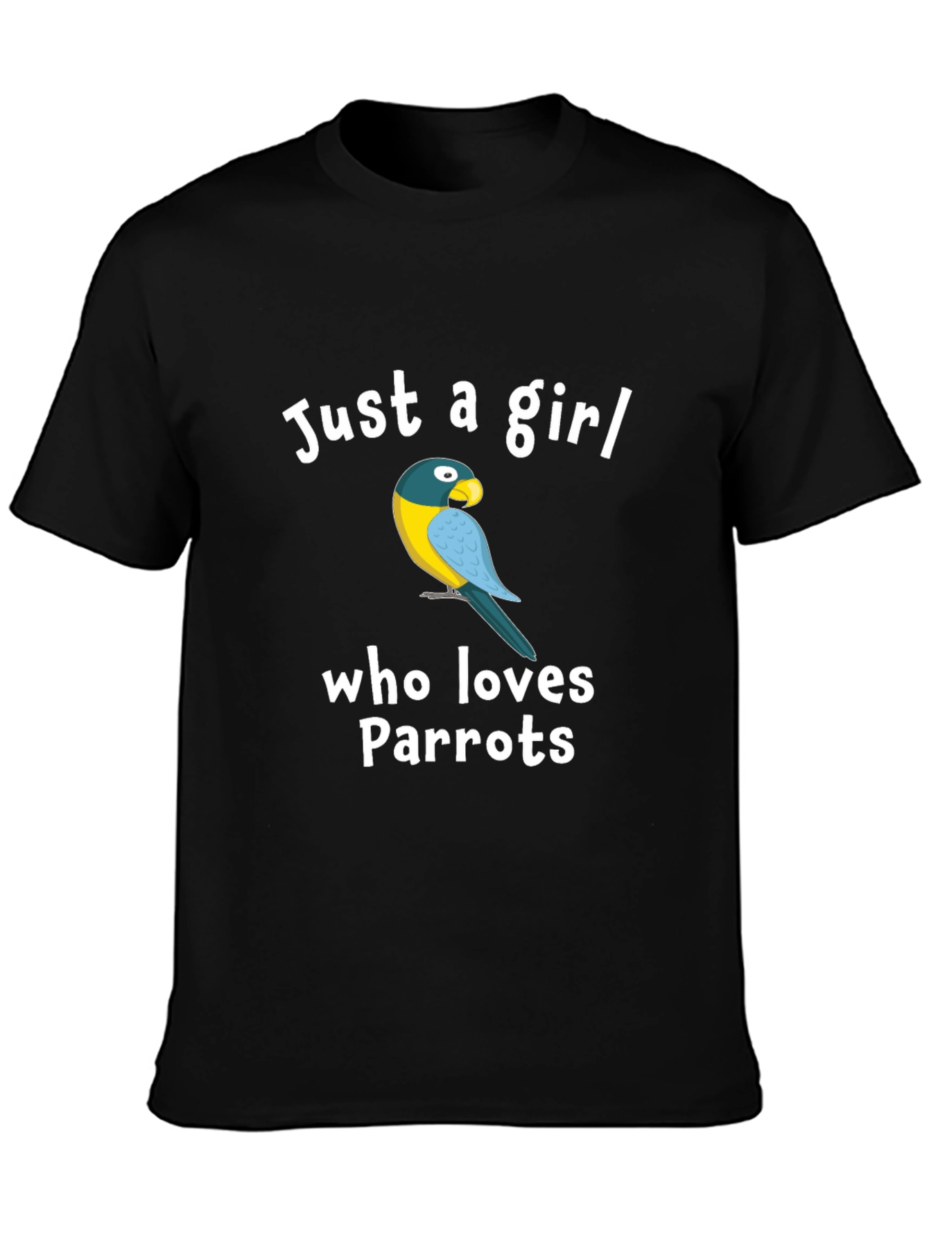 Black Just a Girl Who Loves Parrots T-Shirt view 3