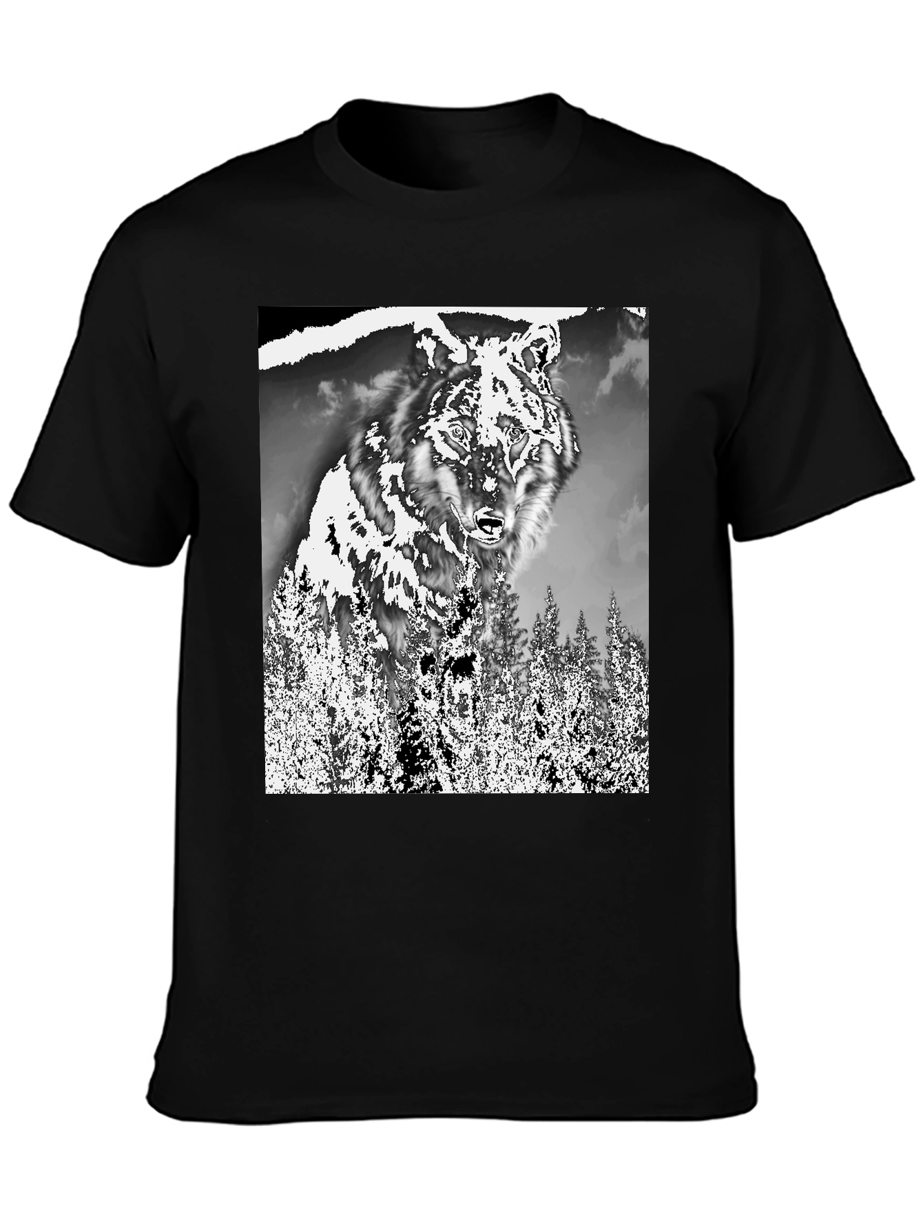 Black Wolf in the Woods Graphic Tee - Black view 3