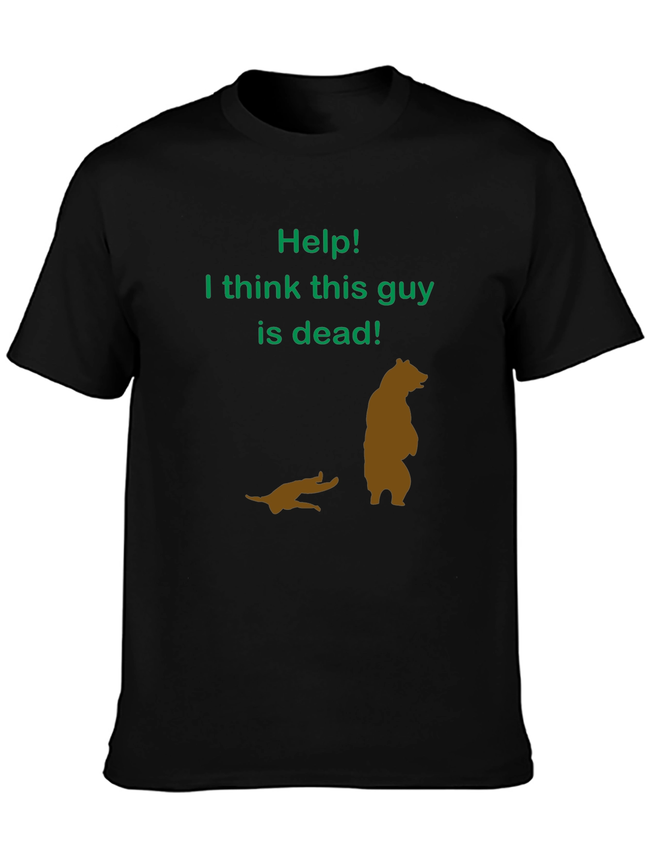 Black Help! Funny Bear T-Shirt view 3