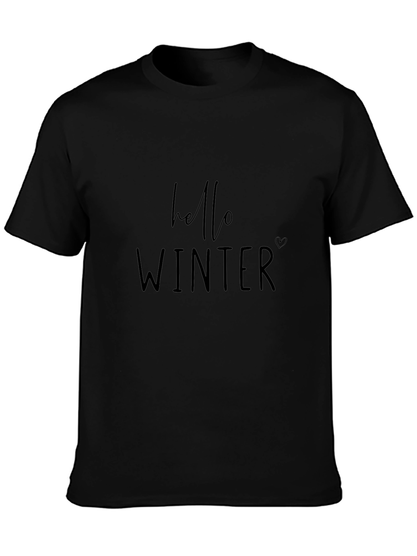 Black Hello Winter Graphic Tee - Men's Black T-Shirt view 3