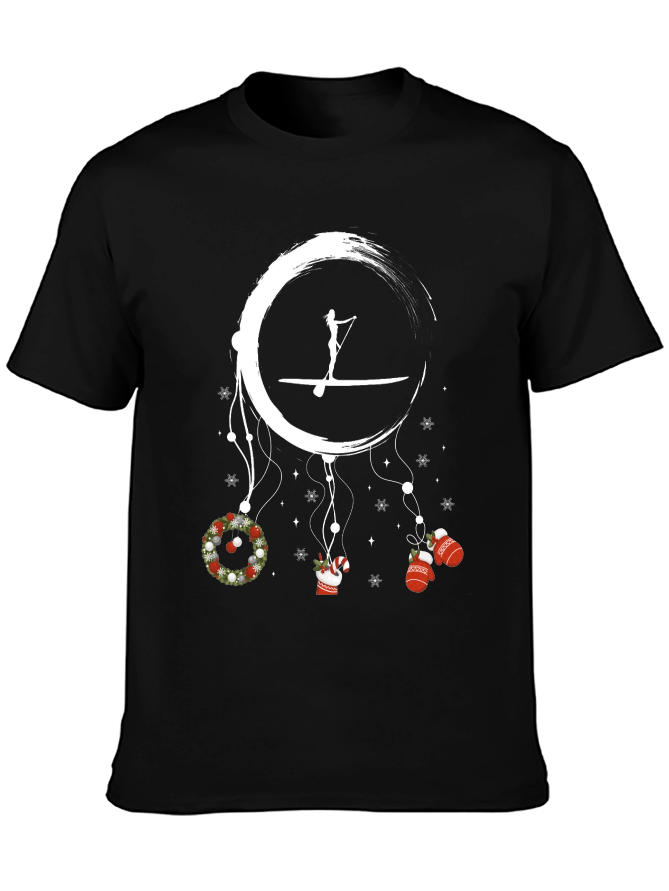 Black Paddleboard Christmas Dream T-shirt view 3