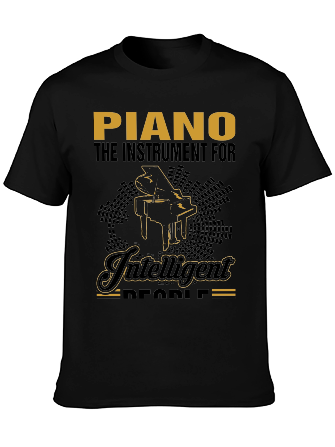 Black Piano Intelligent People Graphic T-Shirt view 3