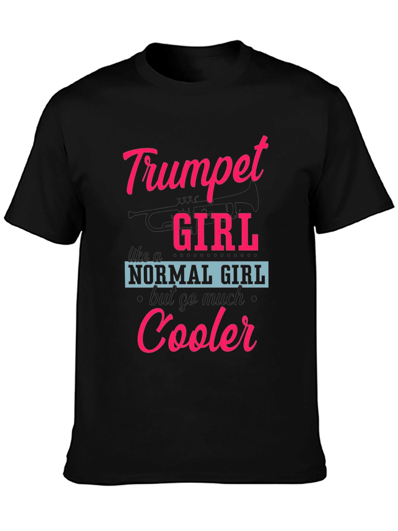 Black Trumpet Girl T-Shirt - Cooler Than Normal! view 3