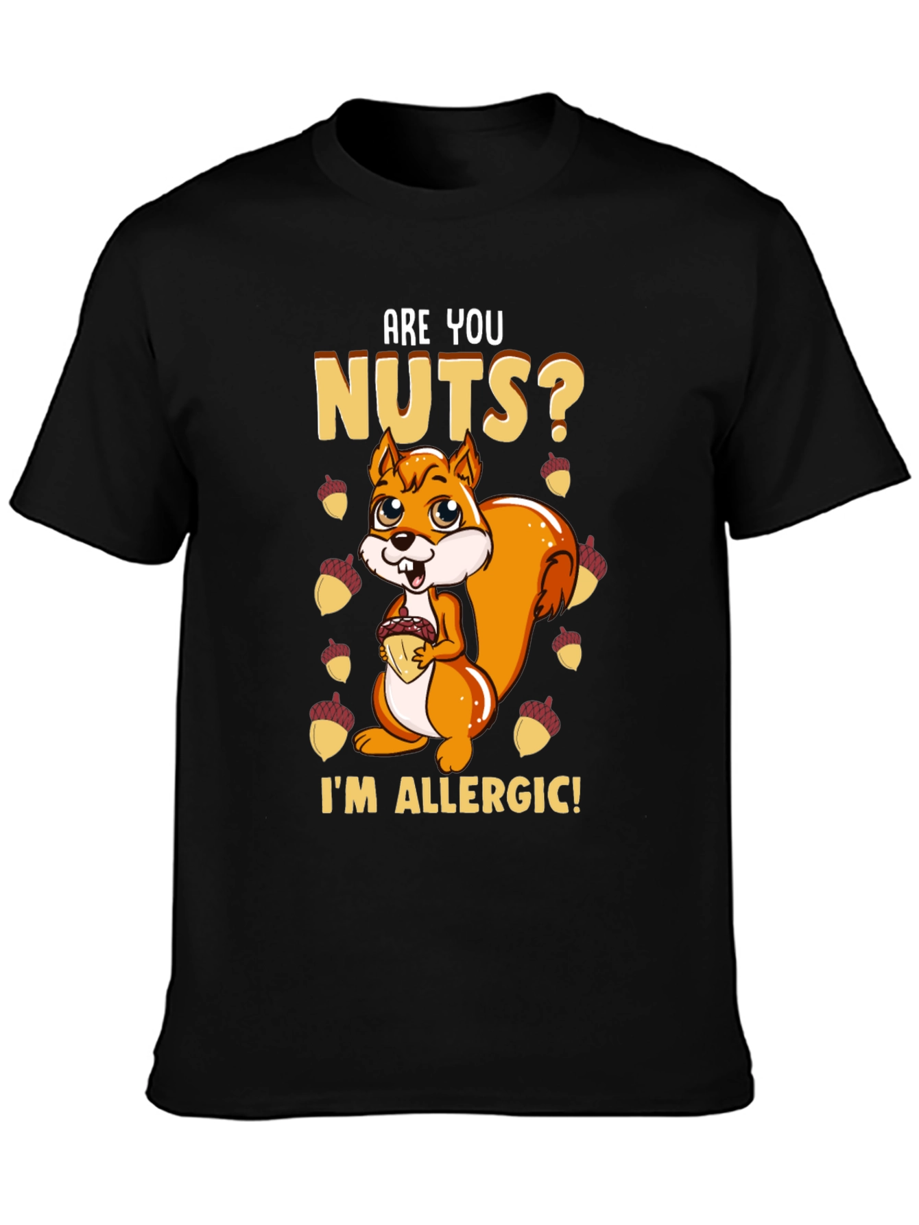 Black Funny Squirrel Nut Allergy T-Shirt view 3