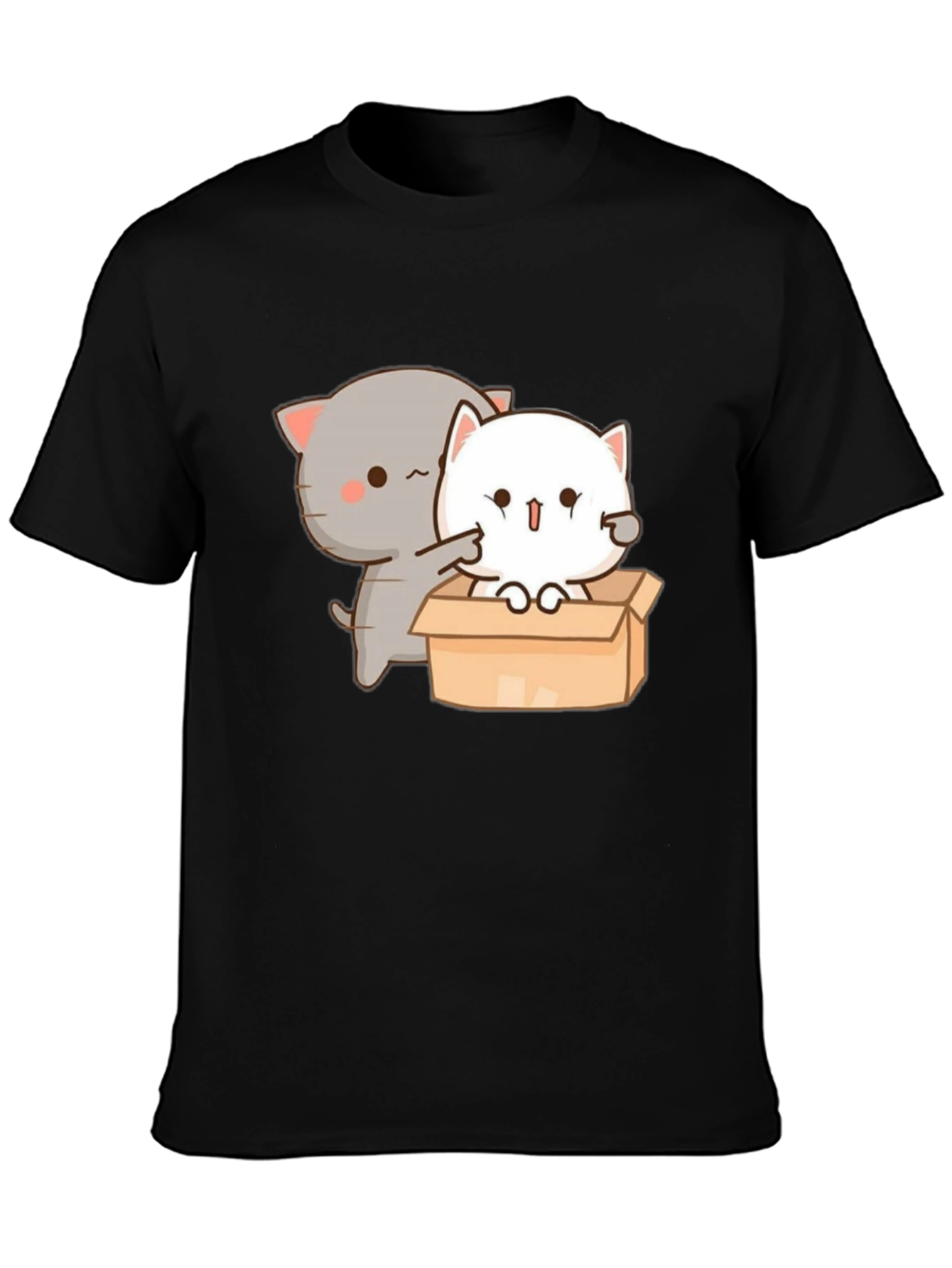Black Cute Cat in Box Graphic T-Shirt view 3