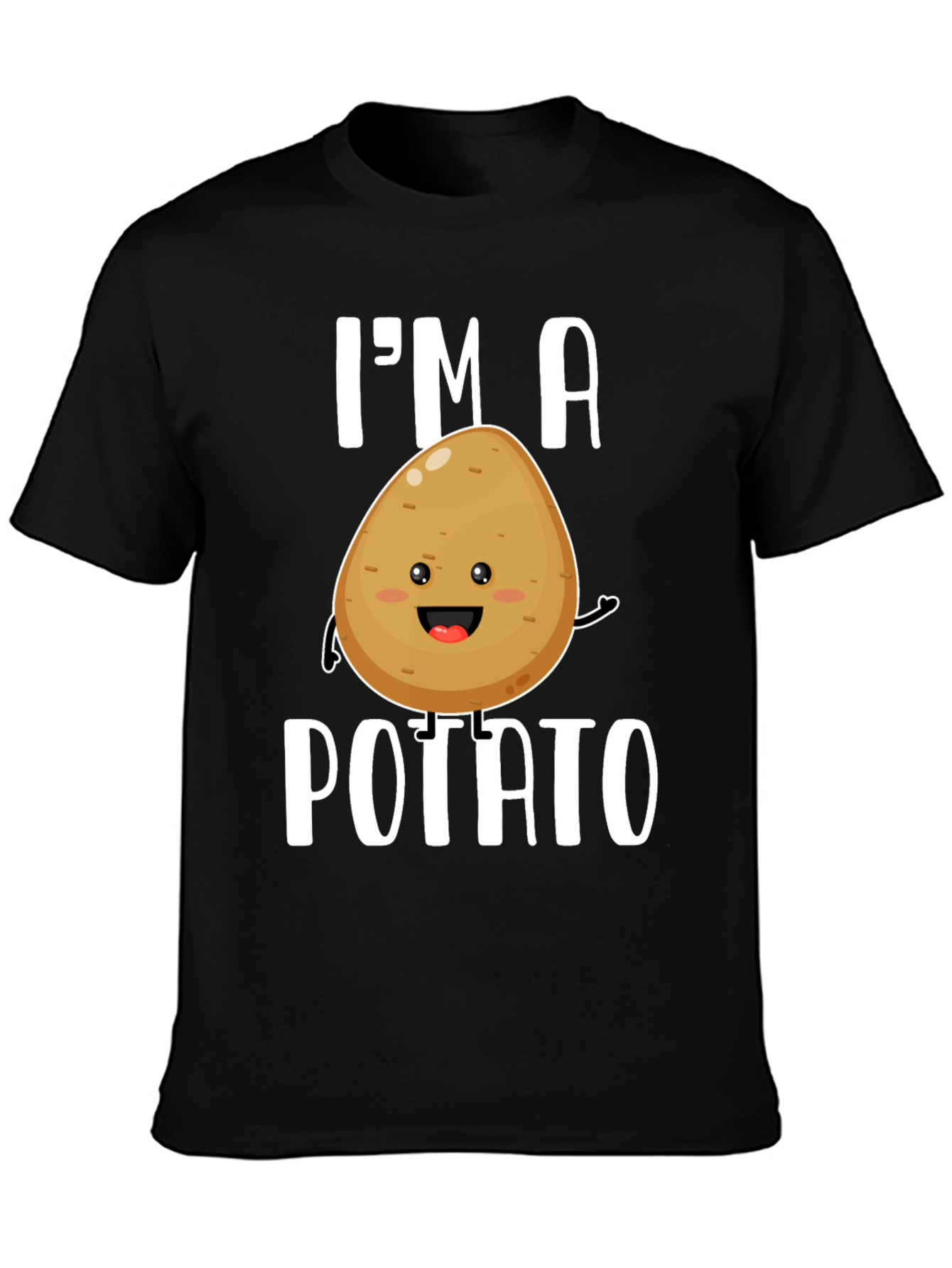 Black I'm a Potato Funny Graphic Tee Shirt view 3