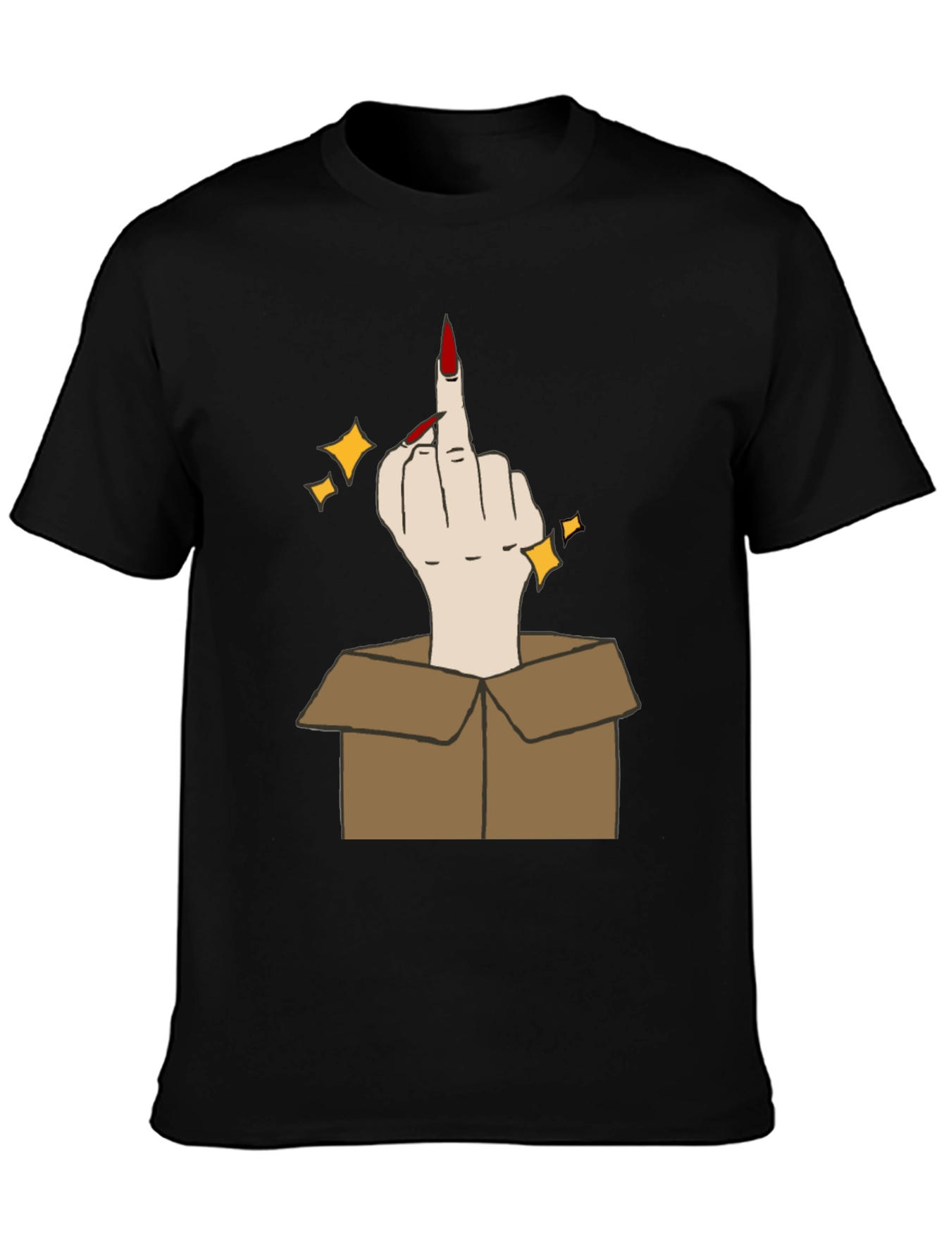 Black Middle Finger in a Box Graphic Tee view 3