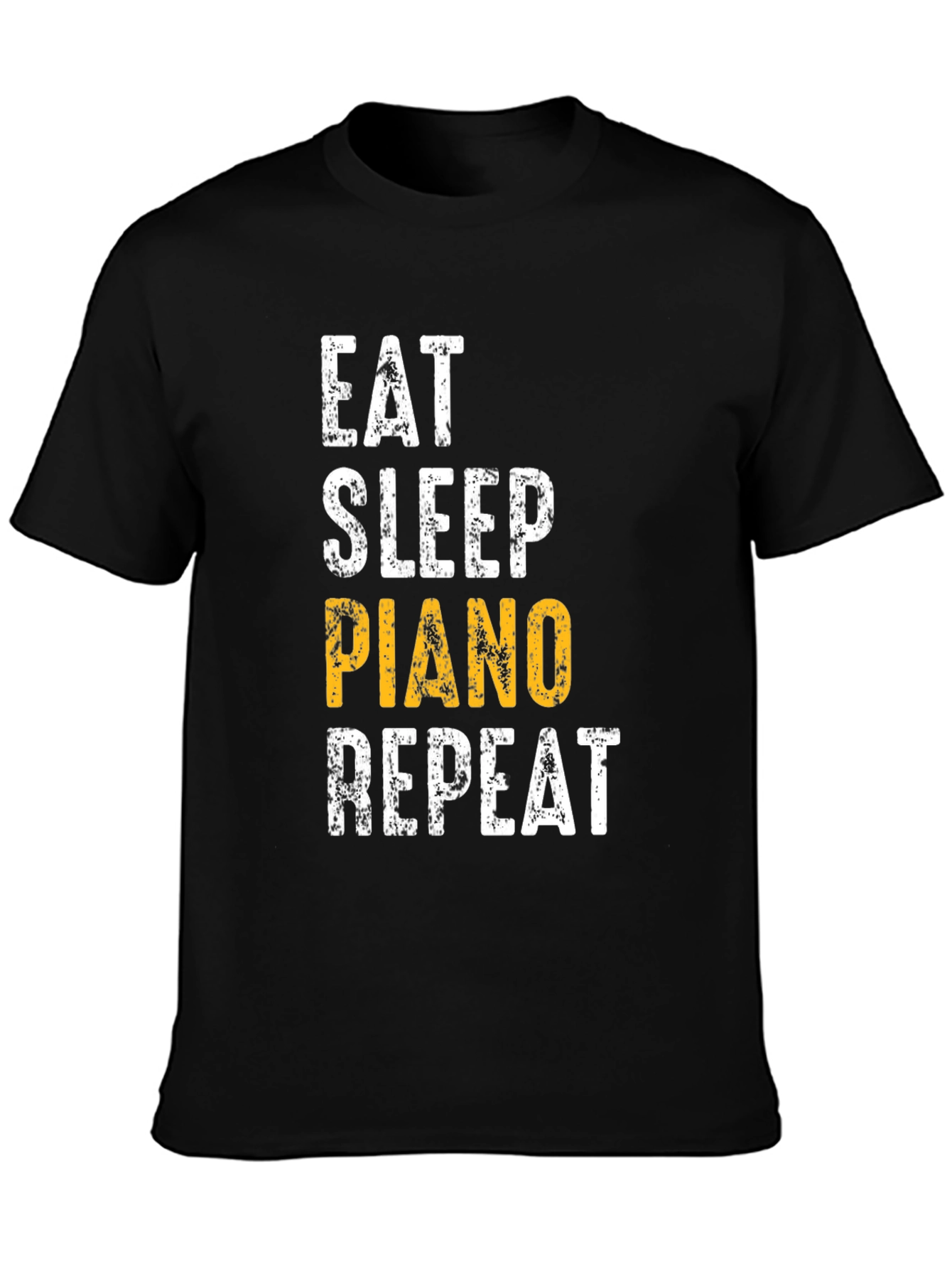 Black Eat Sleep Piano Repeat Black Graphic Tee view 3