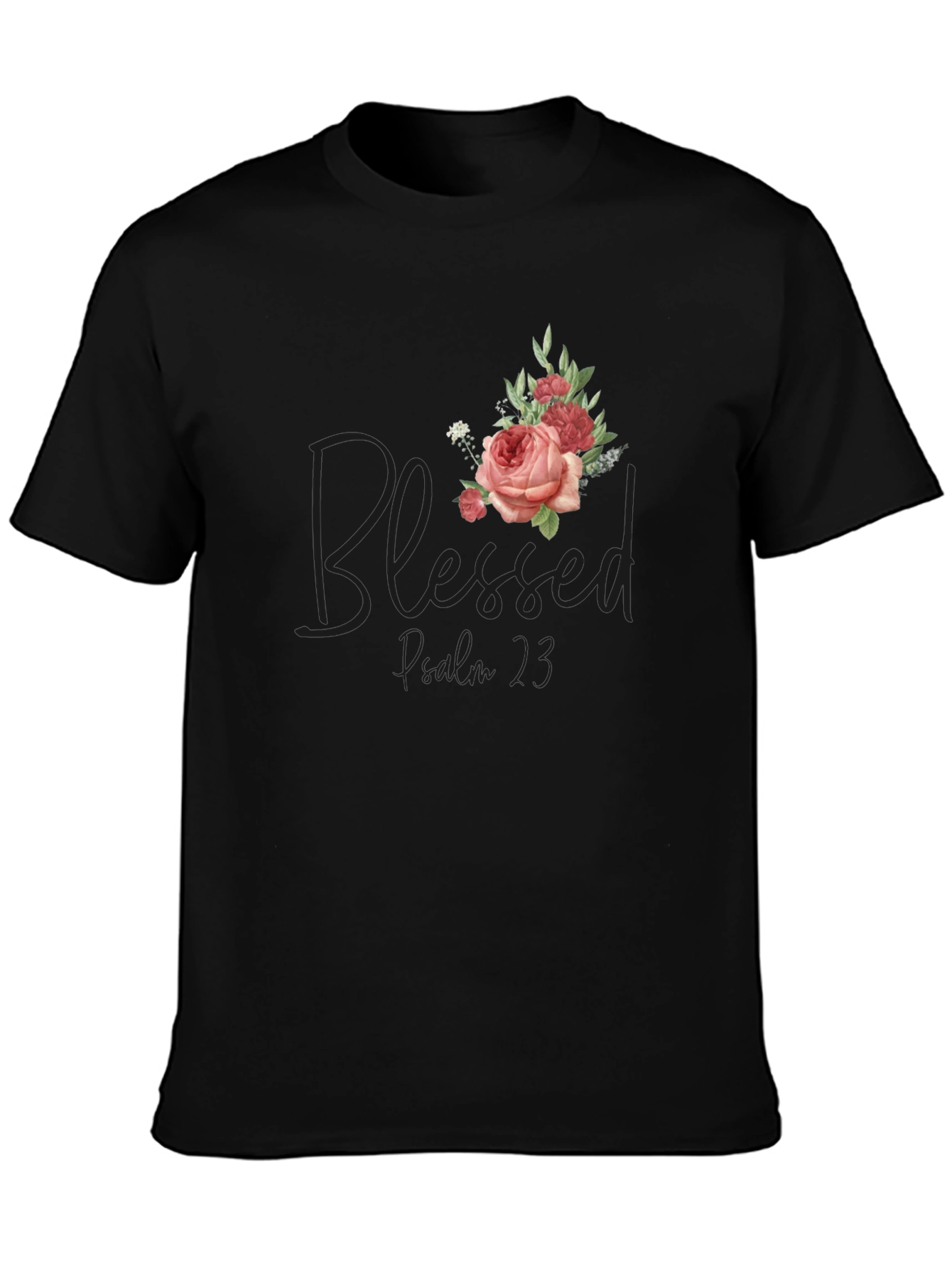 Black Blessed Proverbs 3:5 Floral T-Shirt view 3