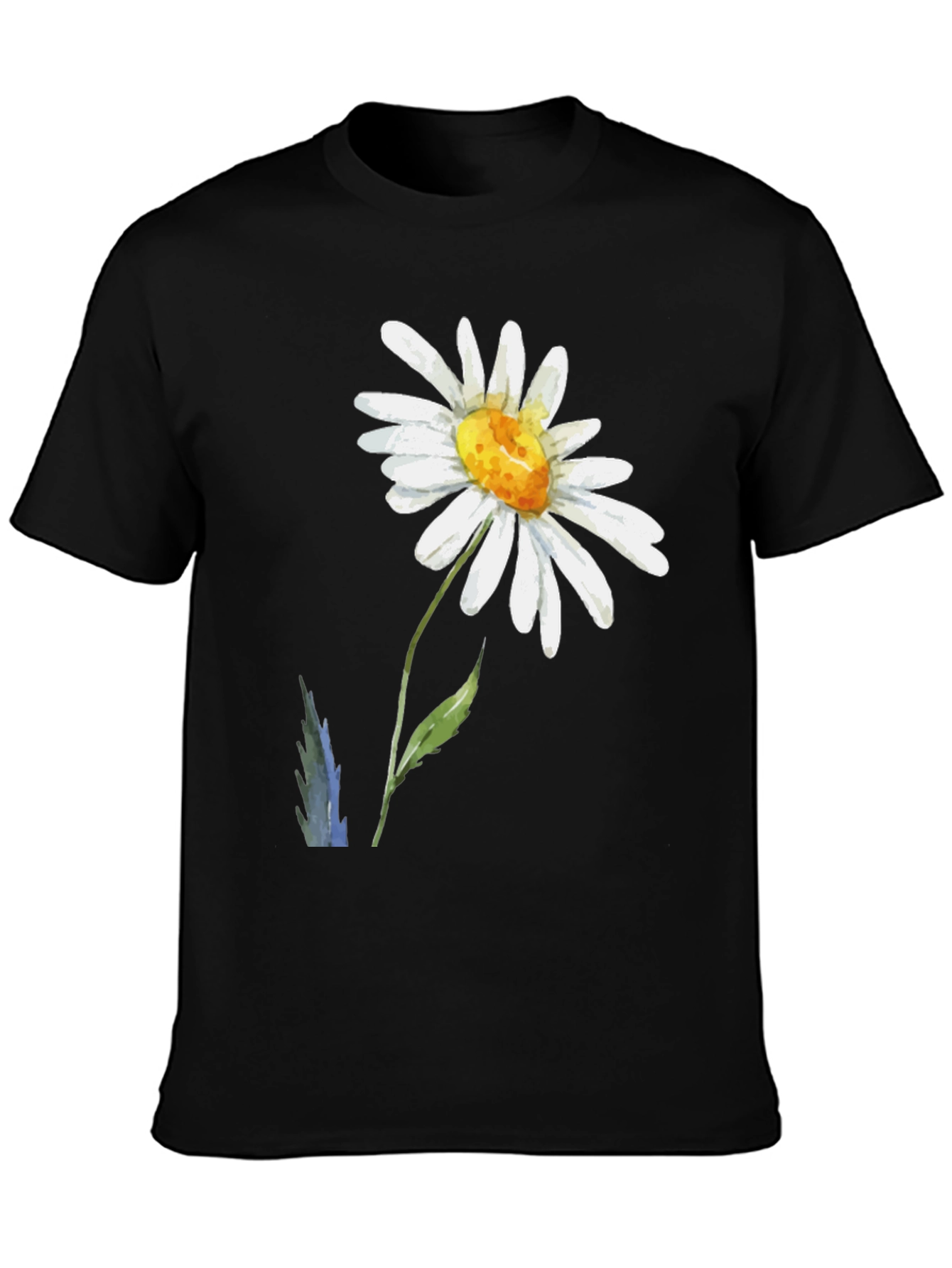 Black Daisy Flower Black T-Shirt view 3