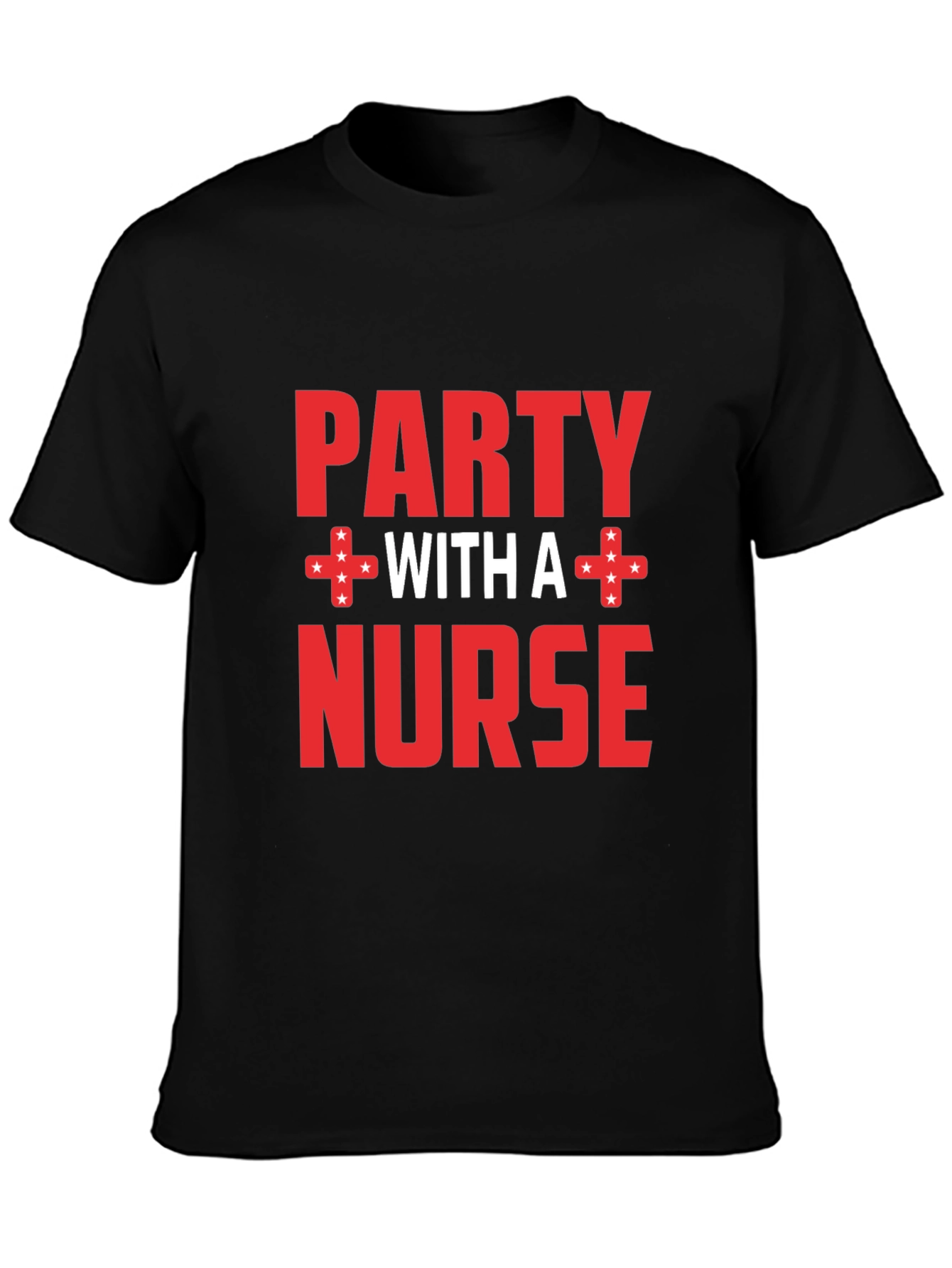 Black Party With a Nurse T-Shirt, Novelty Graphic Tee view 3