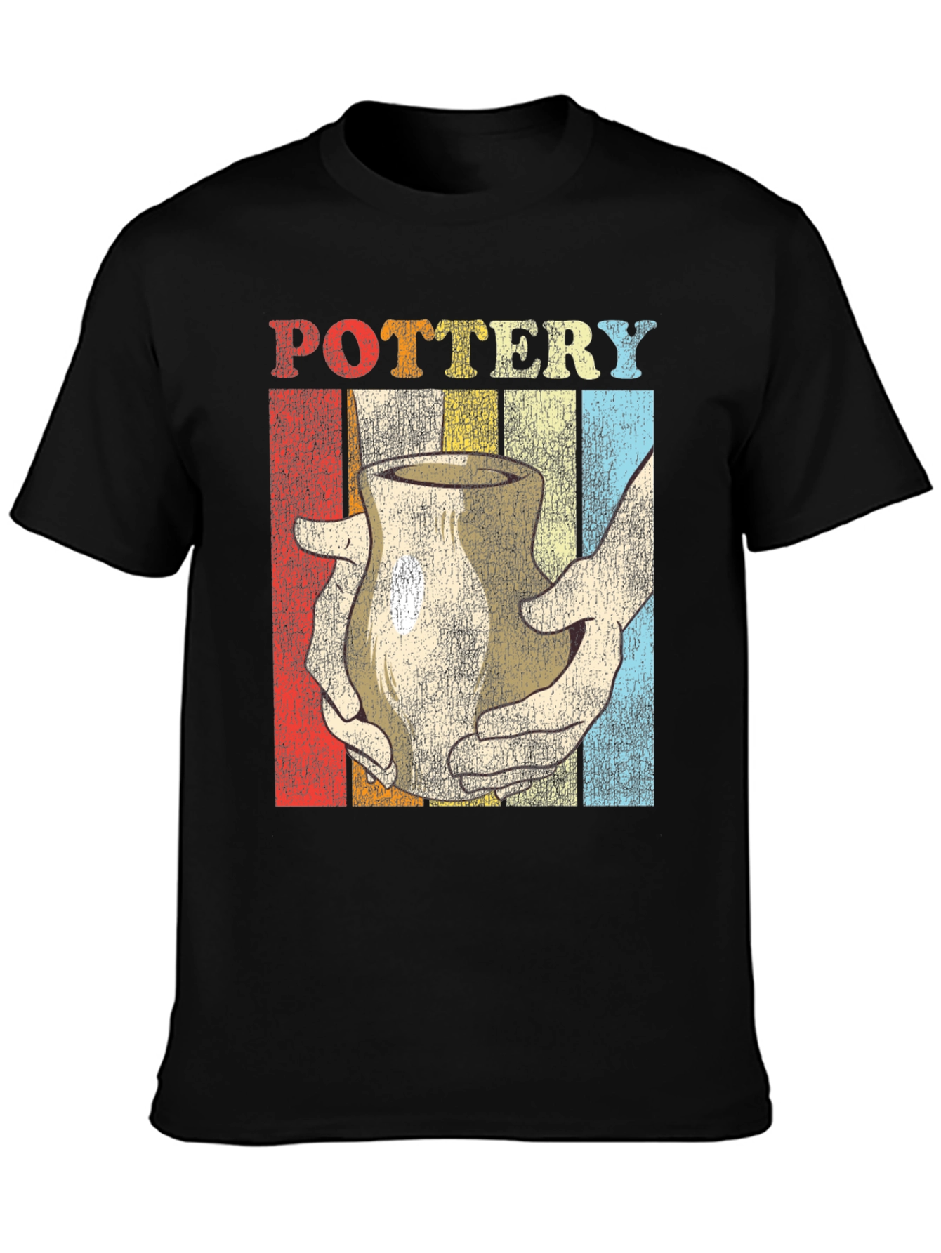 Black Retro Pottery T-Shirt - Vintage Style Ceramic Art Tee view 3