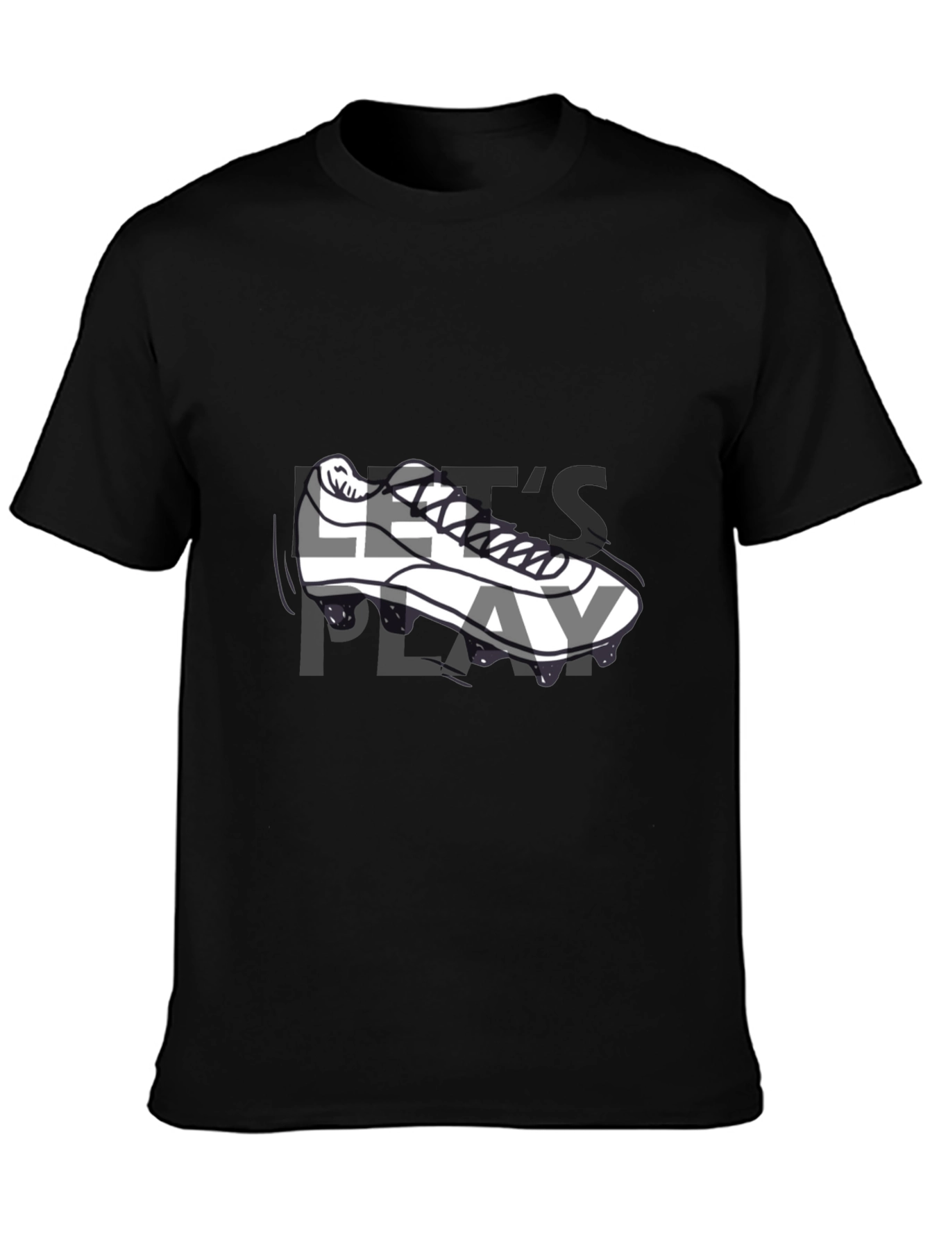Black Let's Play T-Shirt: Sporty Shoe Graphic Tee view 3