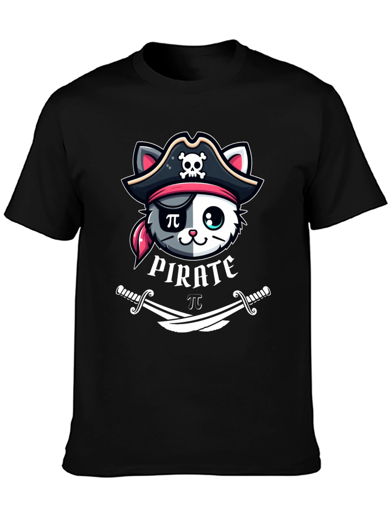 Black Pirate Cat T-Shirt - Funny Cartoon Tee view 3