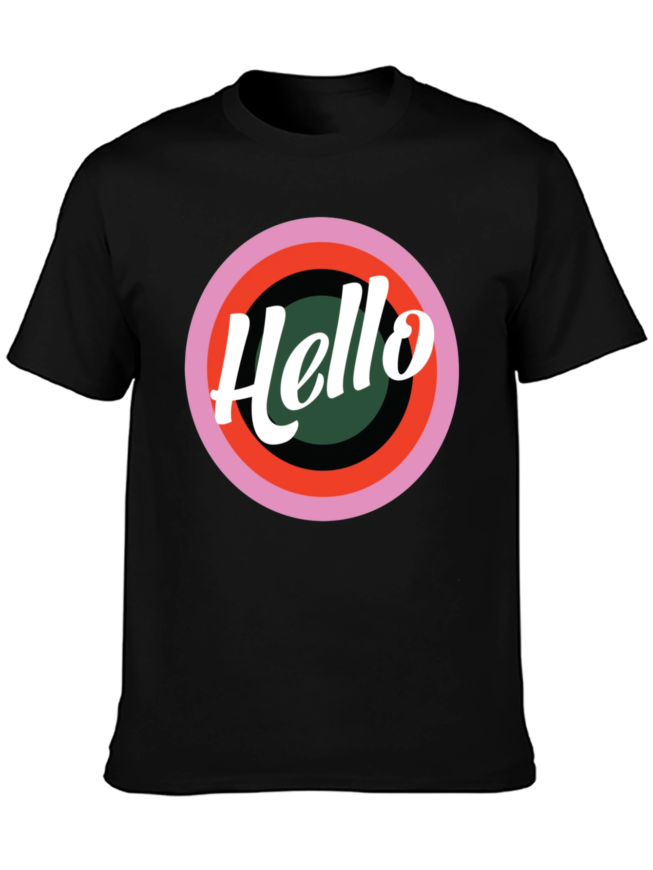 Black Hello Retro Graphic Tee - Stylish Casual T-Shirt view 3